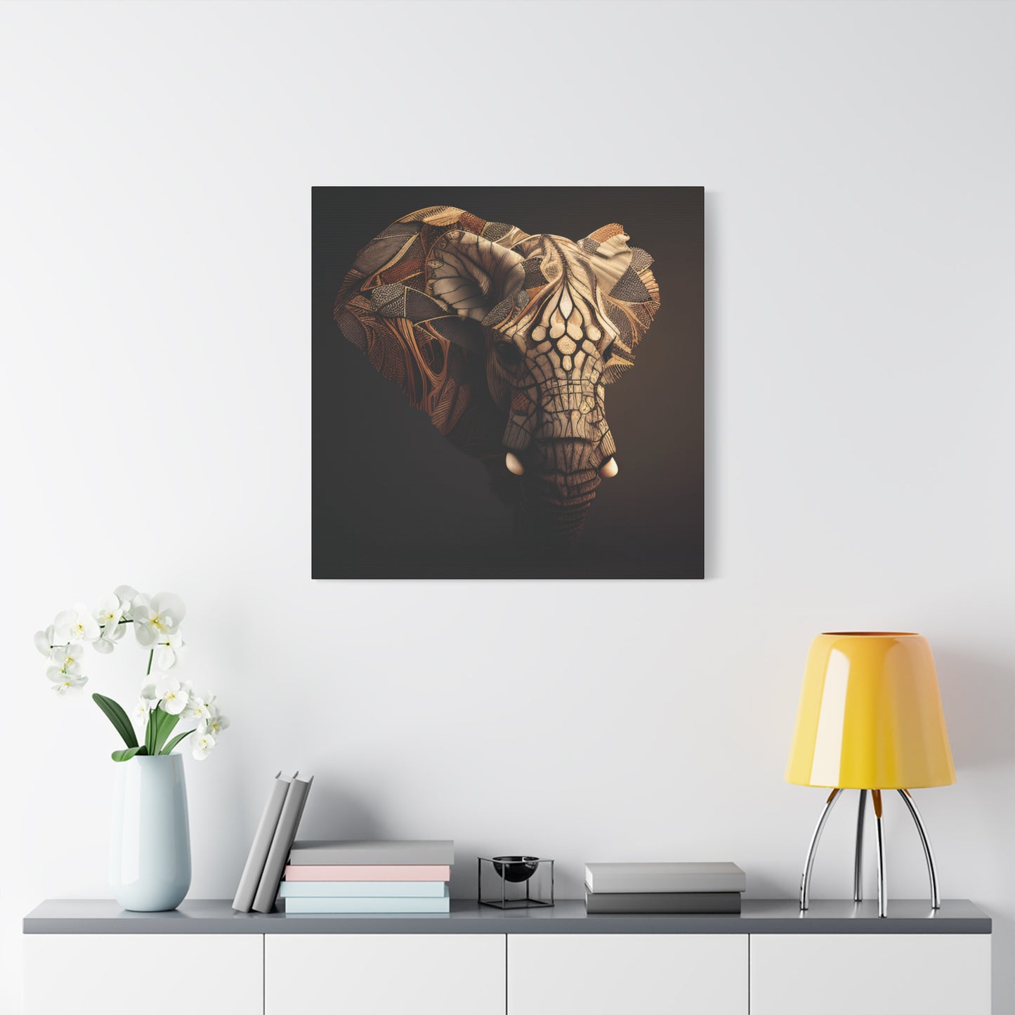 Tribal Elephant Wall Art – Intricate African Animal Canvas Print, Unique Wall Art, Home Decor, Gift for Animal Lovers, Nature-Inspired Artwork