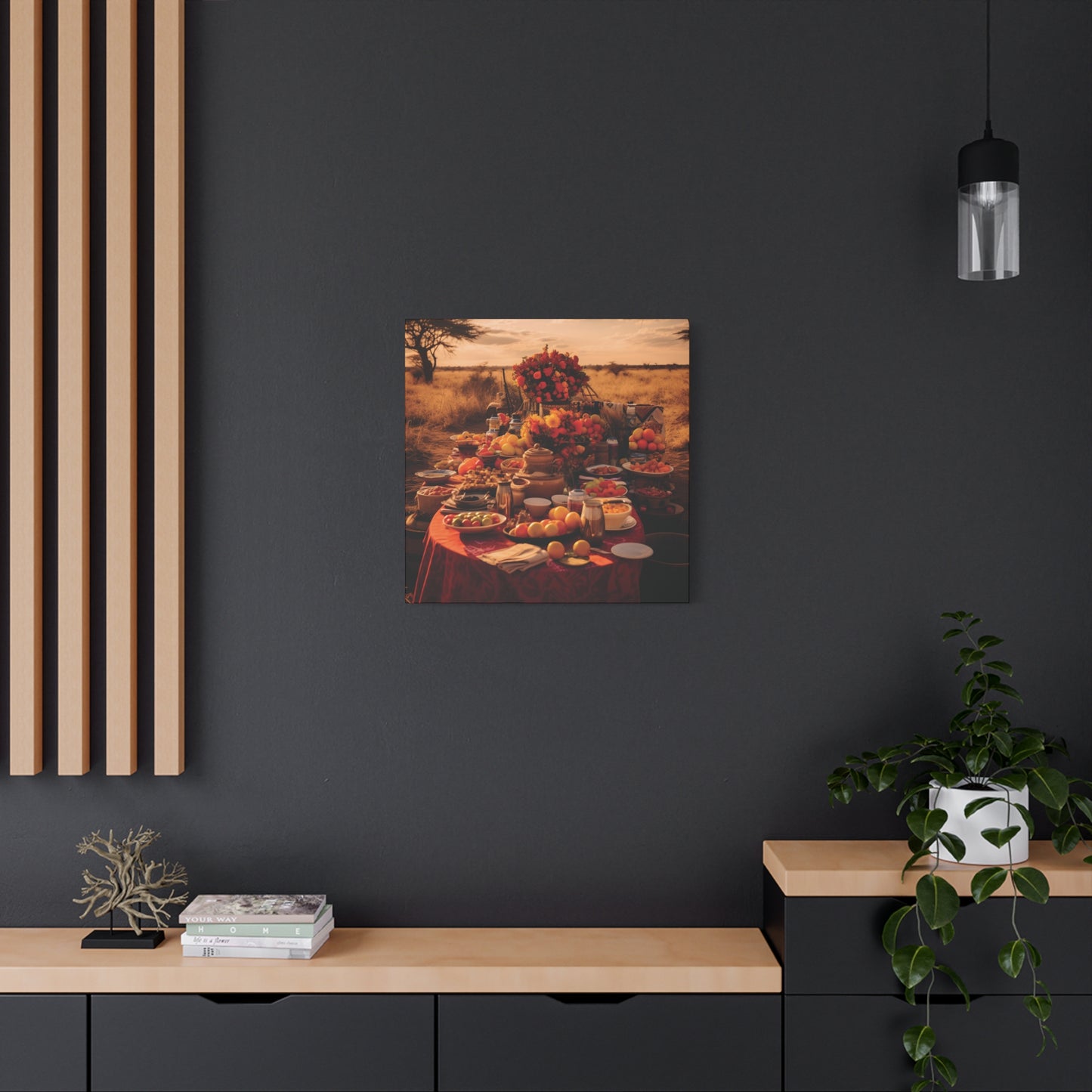 Afrocentric Food Art Print – Bold Culinary Canvas Wall Art, Home Decor, Nature Landscape, Kitchen Wall Decor, Gift for Foodies, Farmhouse Style