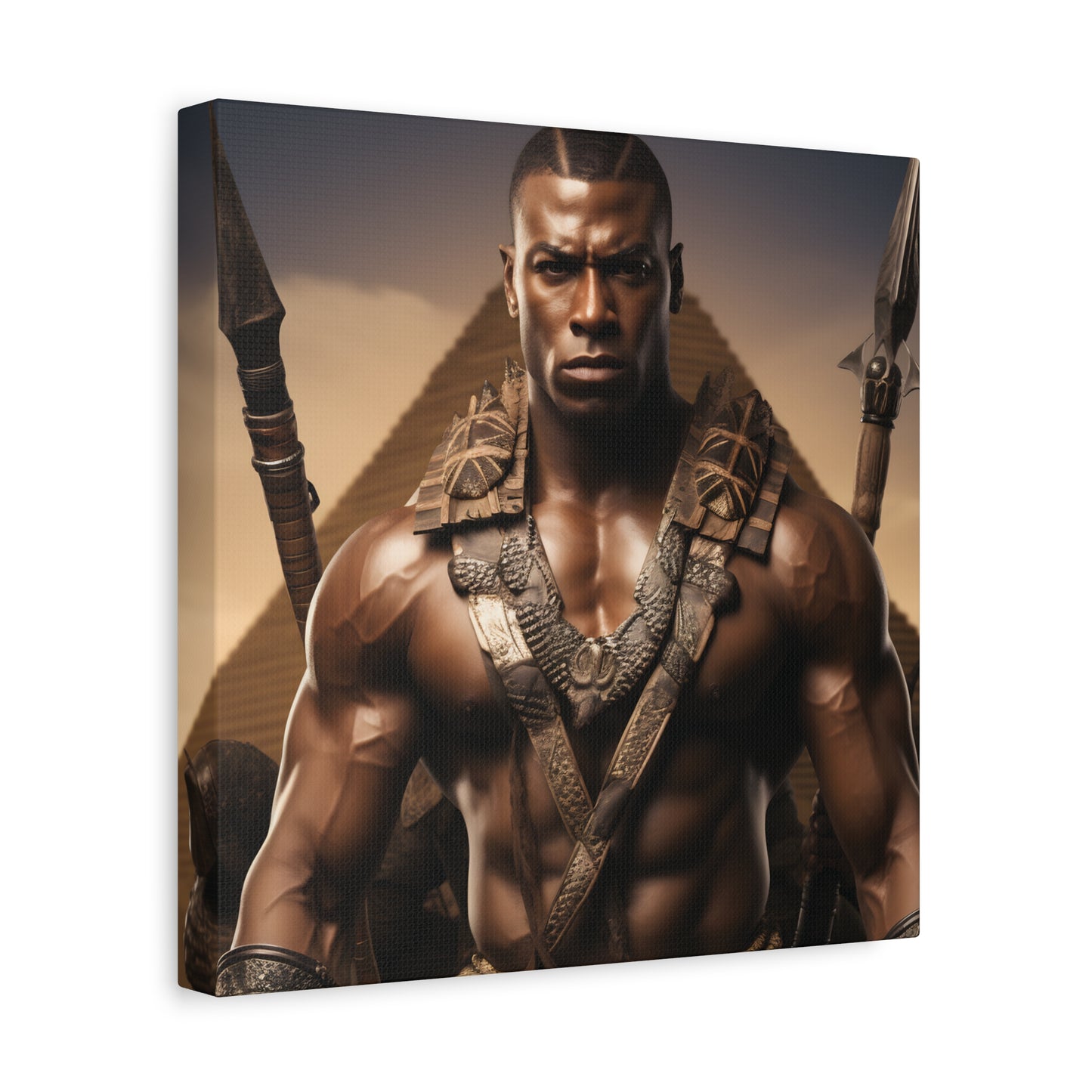 Tribal Strength & Pyramids Heroic Wall Art Canvas - Inspirational Decor for Home, Office, Gift for Art Lovers, Black History Month, Masculine Home Decor