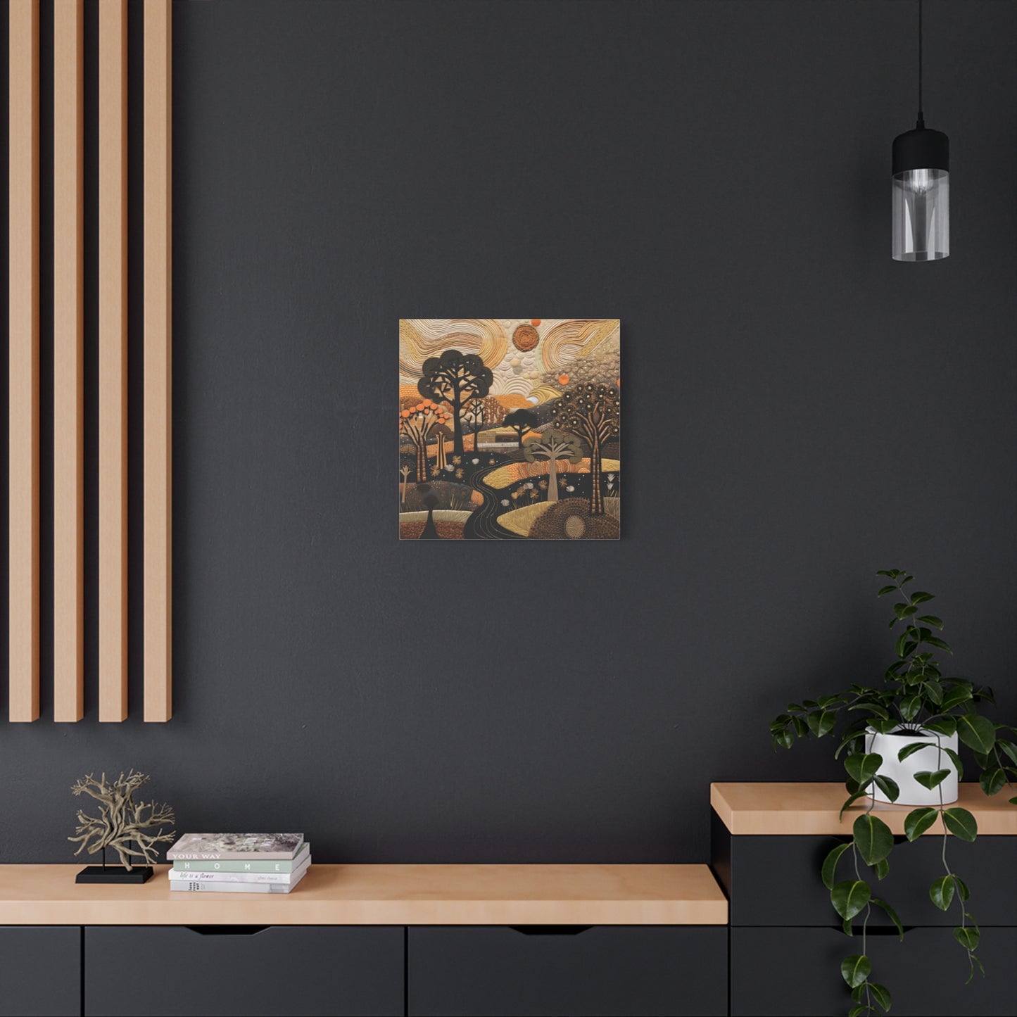 Artistic African Landscape Wall Art Canvas Print, Home Decor, Nature Landscape, Cozy Vibes, Gift for Art Lovers, Fall Decor, Unique Artwork