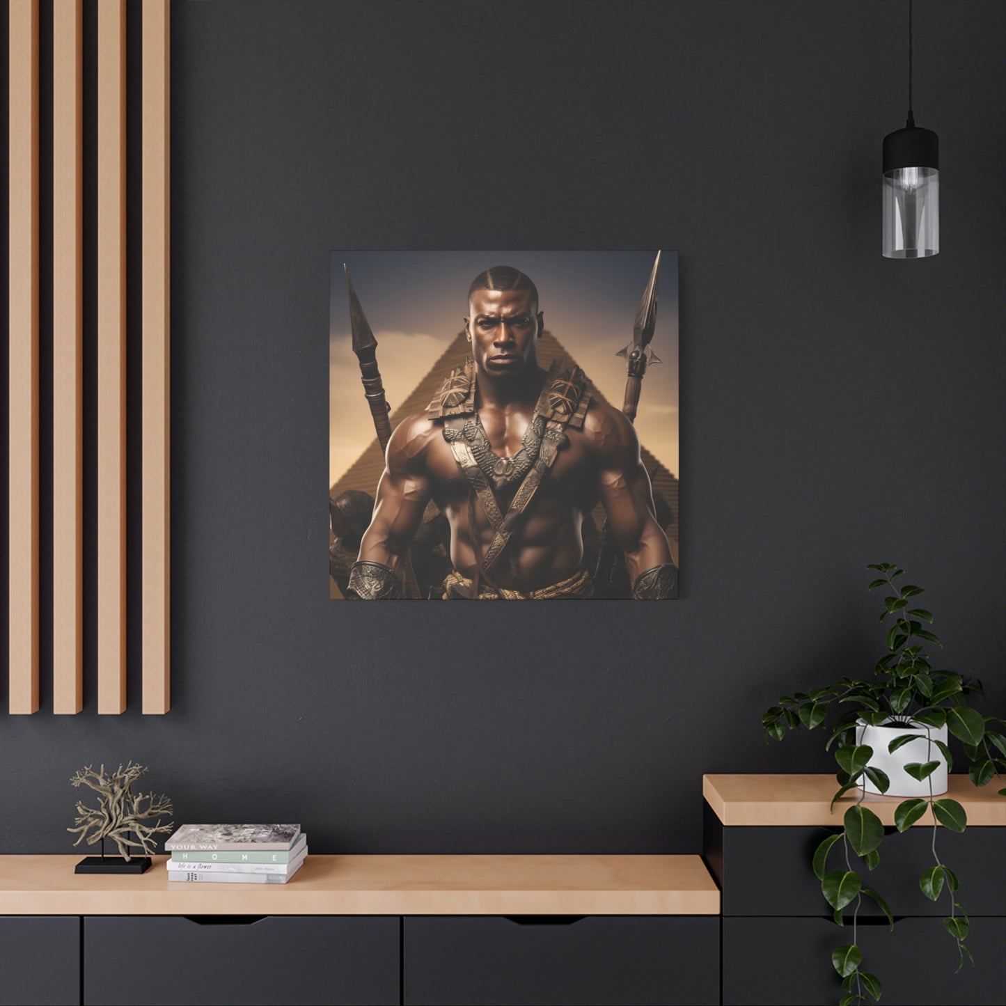 Tribal Strength & Pyramids Heroic Wall Art Canvas - Inspirational Decor for Home, Office, Gift for Art Lovers, Black History Month, Masculine Home Decor