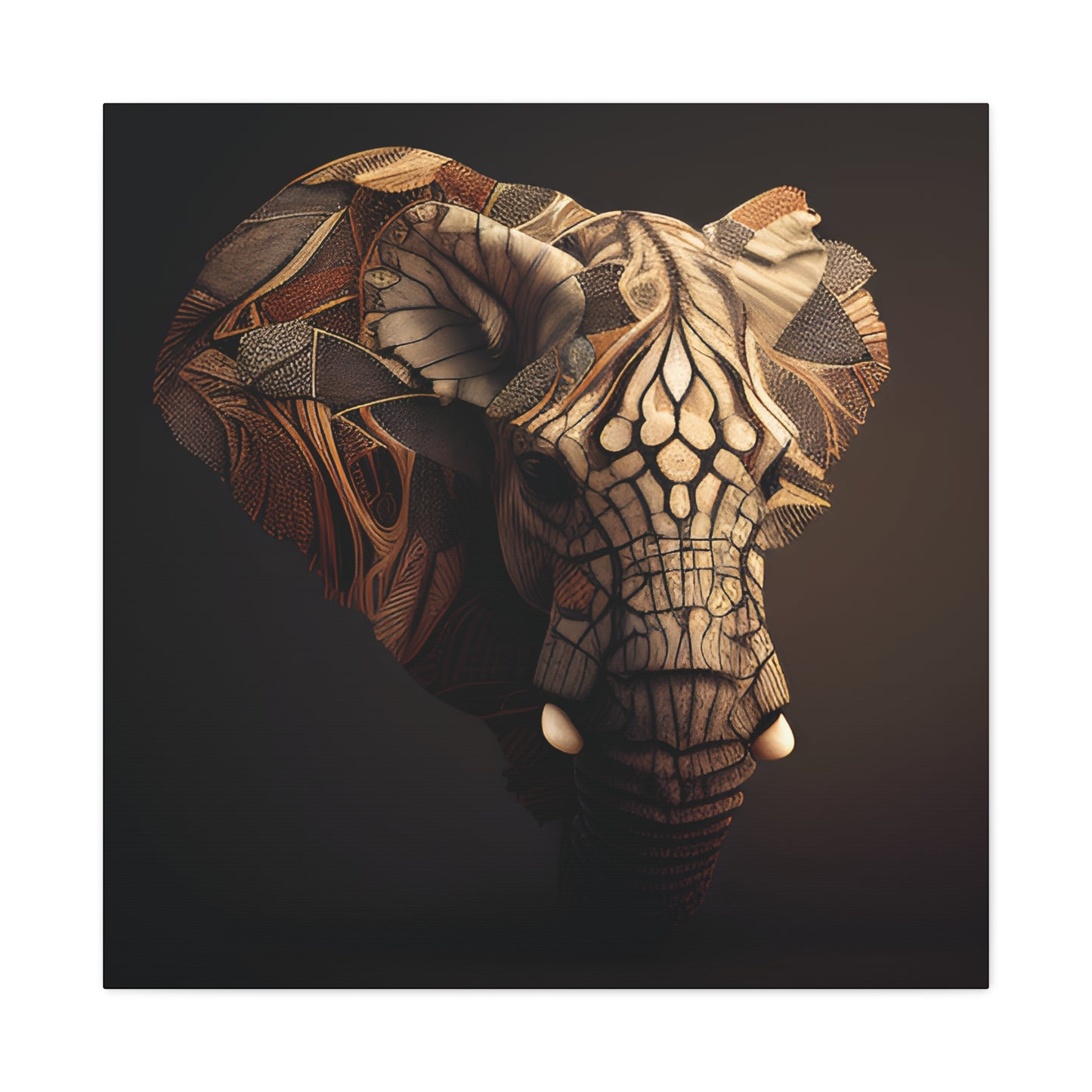Tribal Elephant Wall Art – Intricate African Animal Canvas Print, Unique Wall Art, Home Decor, Gift for Animal Lovers, Nature-Inspired Artwork