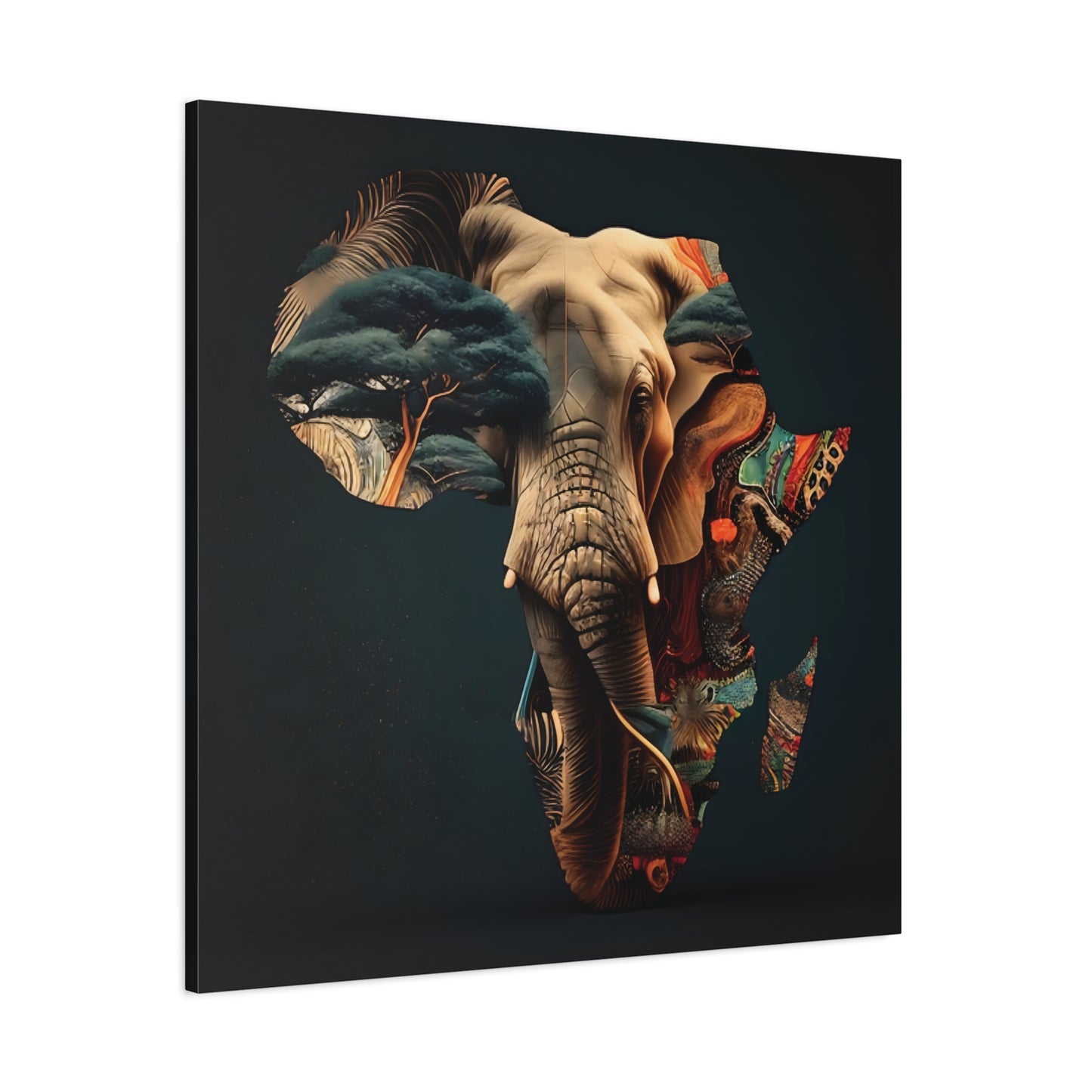 African Elephant Map Art – Tribal Wildlife Wall Decor of Africa Continent Stretched Canvas Art Print, Africa, Elephant Design, Home Decor, Wall Art, Wildlife Lover Gift, Art for Nature Enthusiasts