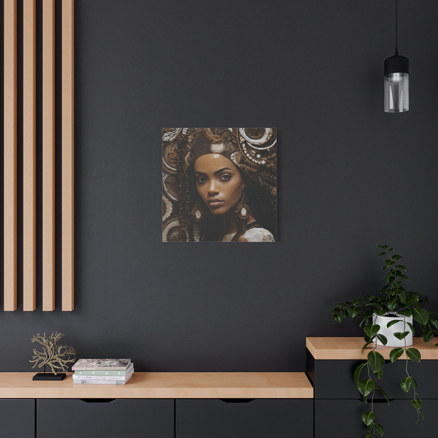 African Royal Matte Canvas – Melanin Queen Wall Art Canvas, Home Decor, Bohemian Style, Unique Gift, Modern Art, Gallery Wall