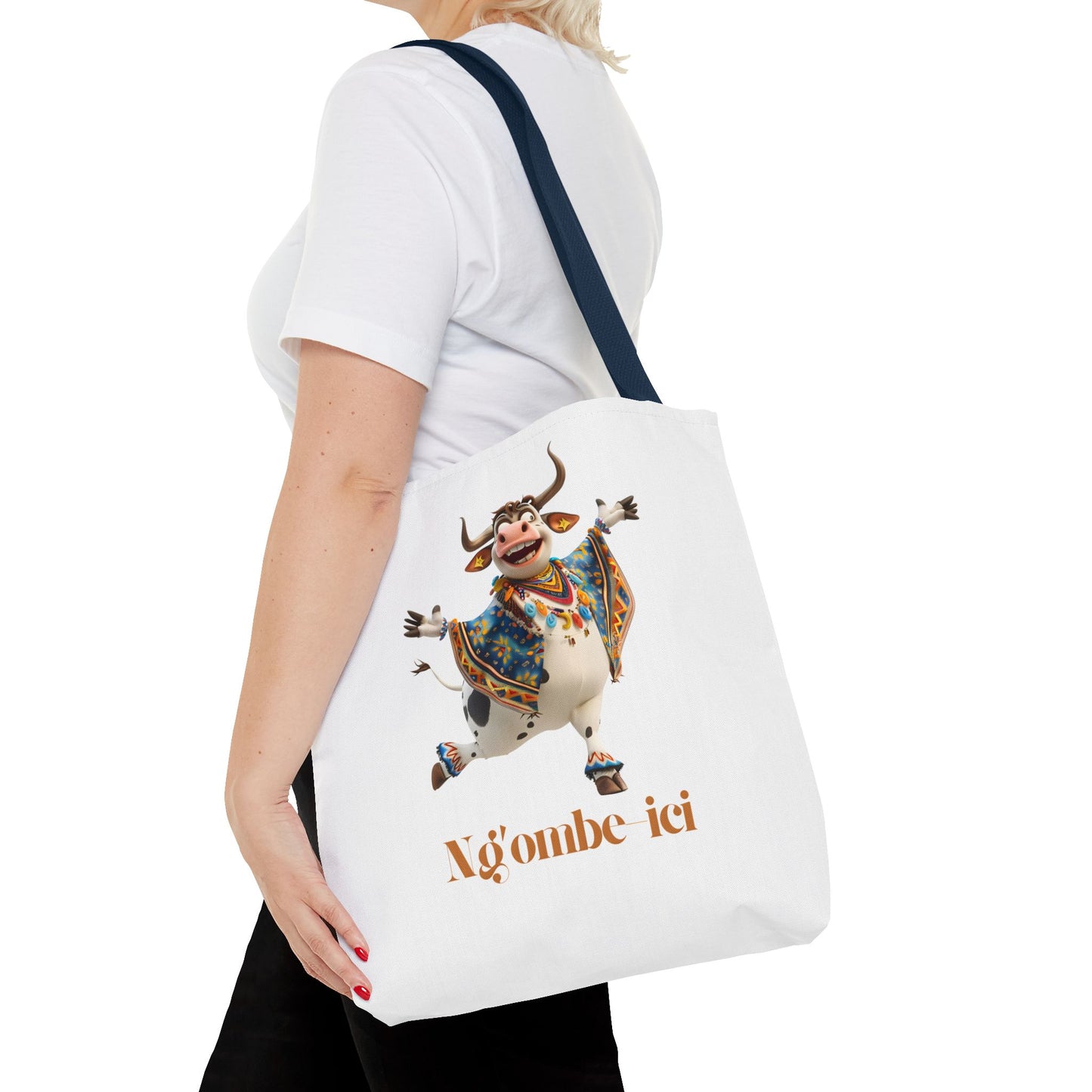 Ngombe-ici Whimsical Cow Tote Bag, Fun Eco-Friendly Shopping Bag, Animal Lover Gift, Festival Tote, Cute Cow Design, Mochila de Vaca