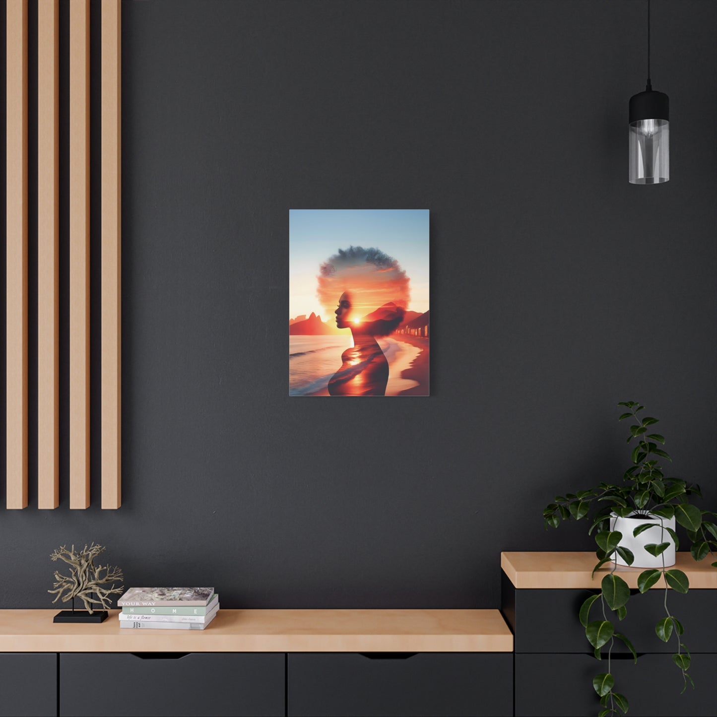 Afro Sunset Silhouette Canvas Art, Wall Decor, Home Aesthetic, Gift for Art Lovers, Bohemian Art, Inspirational Wall Hanging
