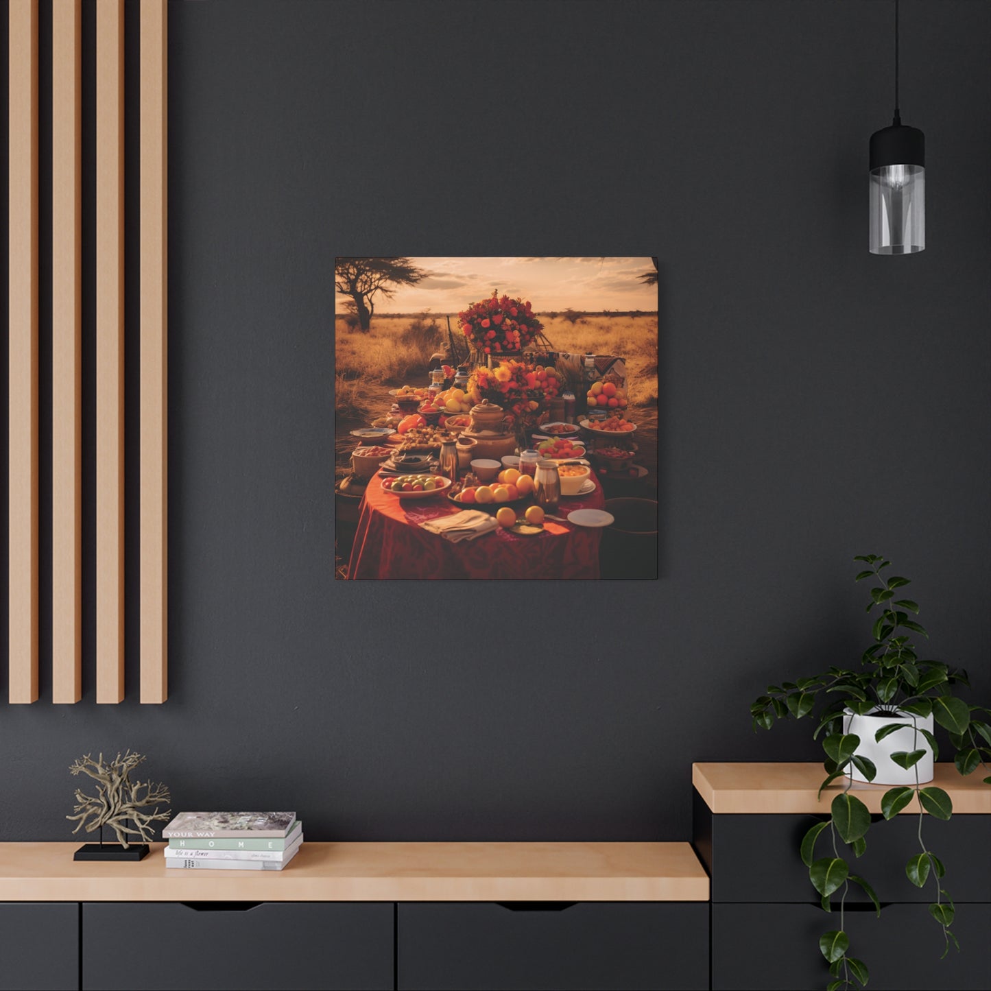 Afrocentric Food Art Print – Bold Culinary Canvas Wall Art, Home Decor, Nature Landscape, Kitchen Wall Decor, Gift for Foodies, Farmhouse Style