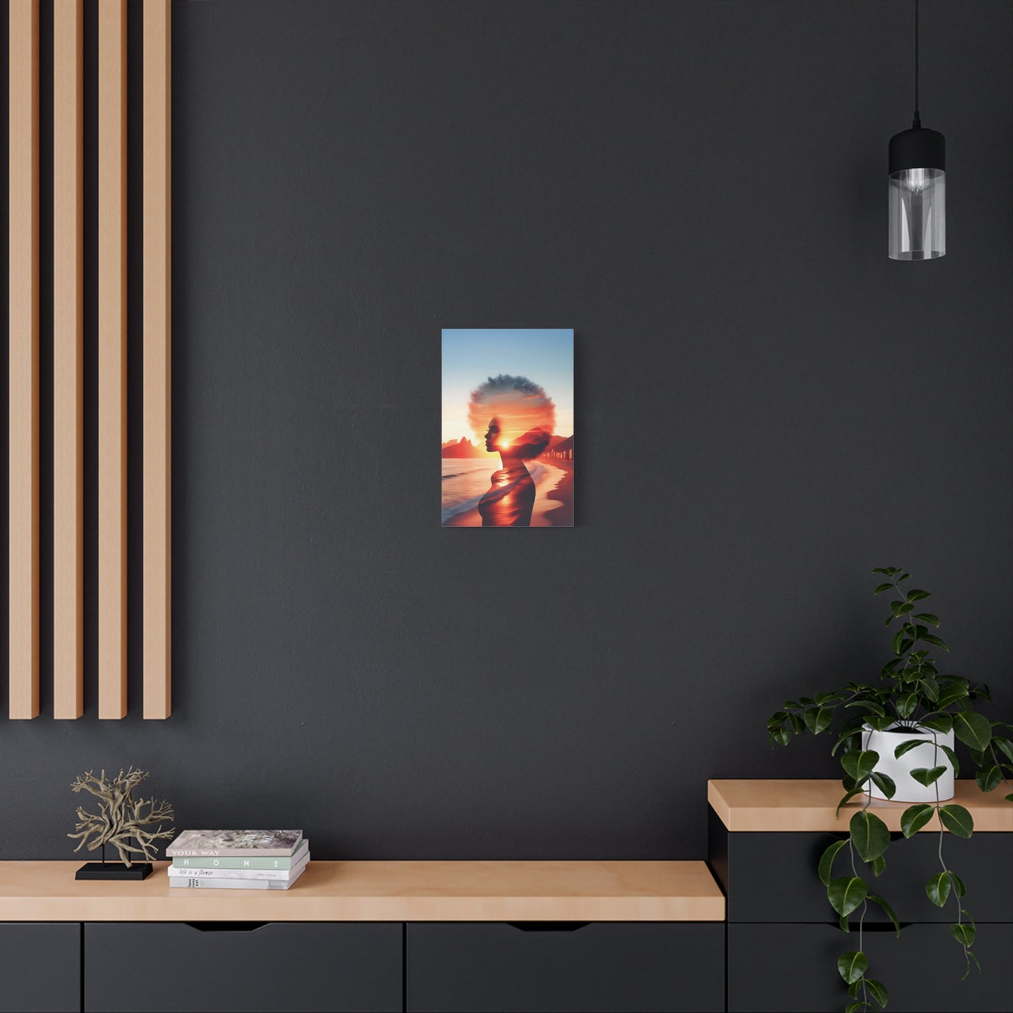 Afro Sunset Silhouette Canvas Art, Wall Decor, Home Aesthetic, Gift for Art Lovers, Bohemian Art, Inspirational Wall Hanging