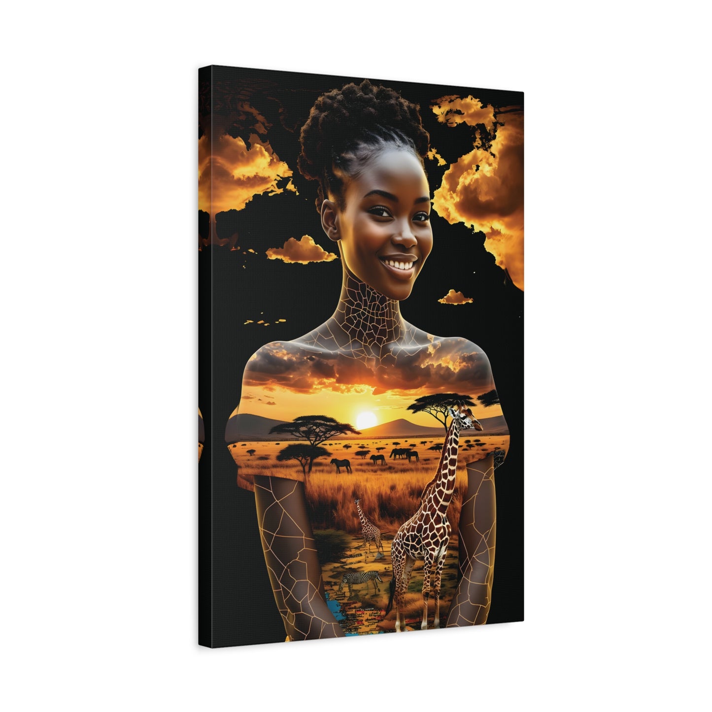 Afro Sunset Serenade Canvas Art, Inspiring Home Decor, Unique Gift, Nature Lover's Wall Art, Bohemian Chic, Animal Art, African Art