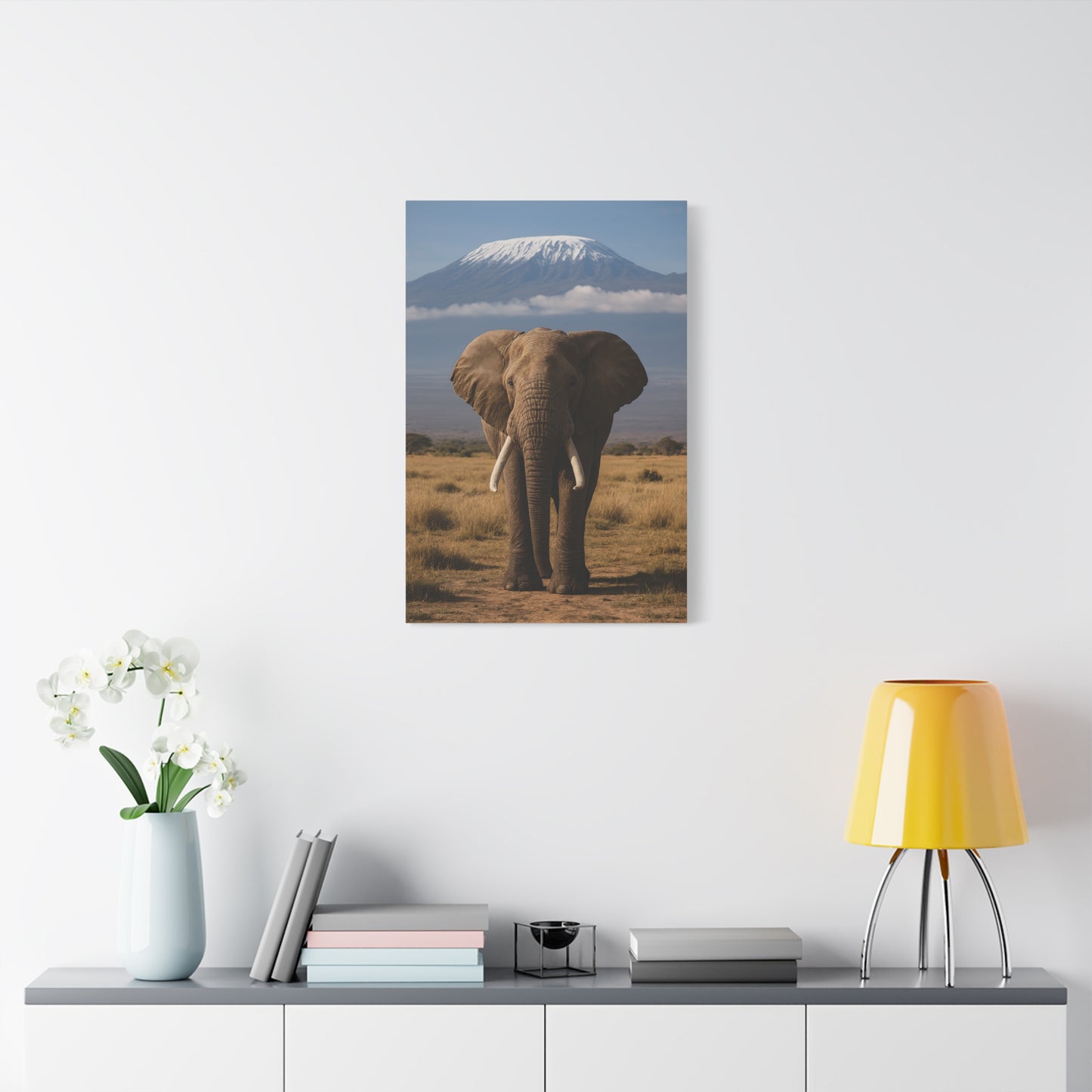 Stretched Canvas Art featuring Majestic Elephant and Kilimanjaro, Wildlife Decor, Nature Lover's Gift, Animal Wall Art, Home Decor, Nature Lovers