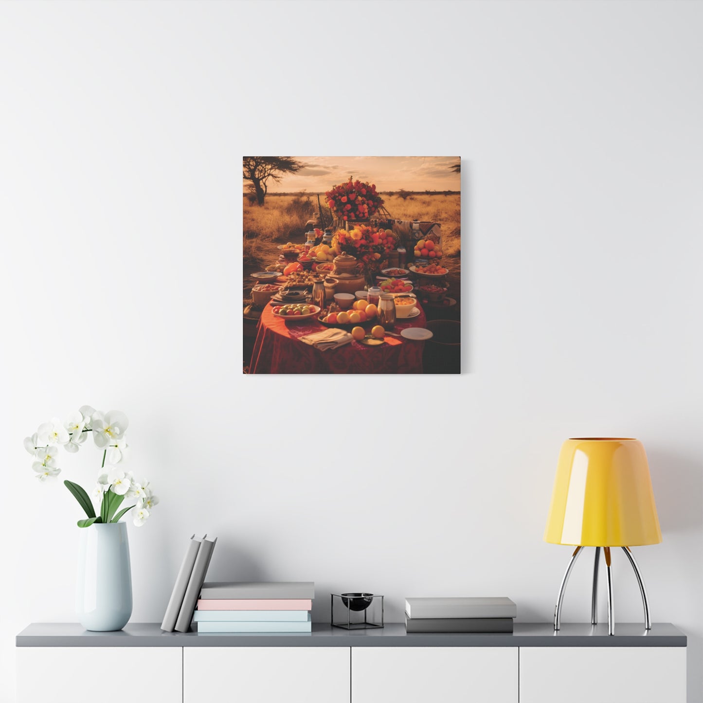 Afrocentric Food Art Print – Bold Culinary Canvas Wall Art, Home Decor, Nature Landscape, Kitchen Wall Decor, Gift for Foodies, Farmhouse Style