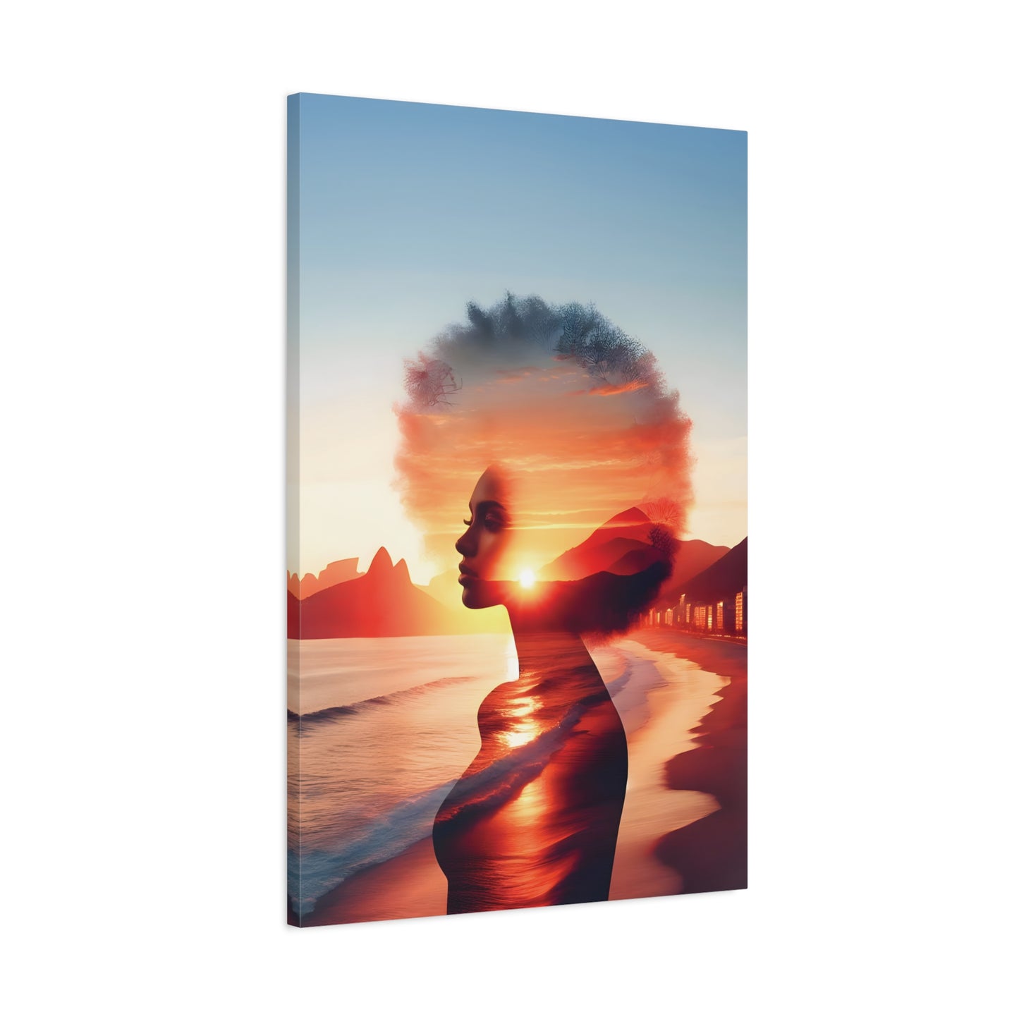 Afro Sunset Silhouette Canvas Art, Wall Decor, Home Aesthetic, Gift for Art Lovers, Bohemian Art, Inspirational Wall Hanging