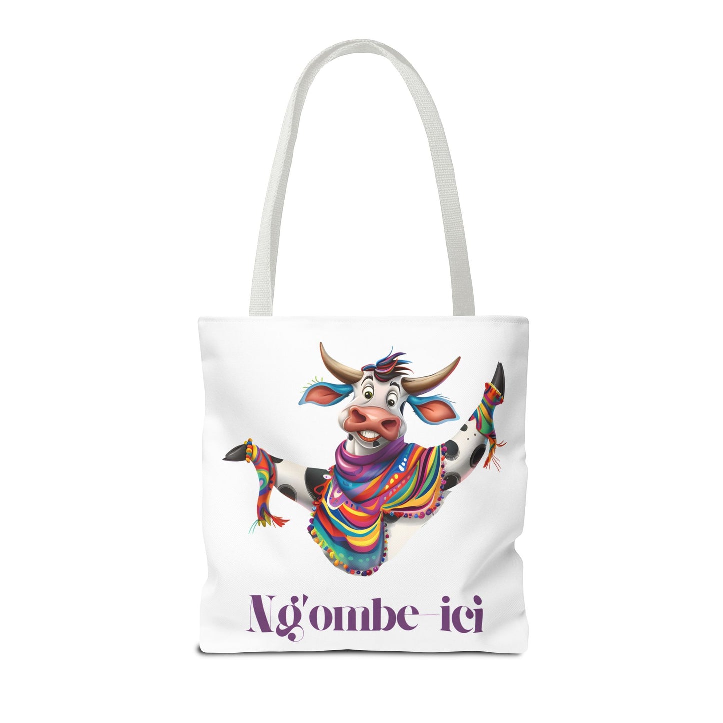 Funny Ngombe-ici Cow Tote Bag, Fun Eco-Friendly Shopping Bag, Animal Lover Gift, Festival Tote, Cute Cow Design, Mochila de Vaca