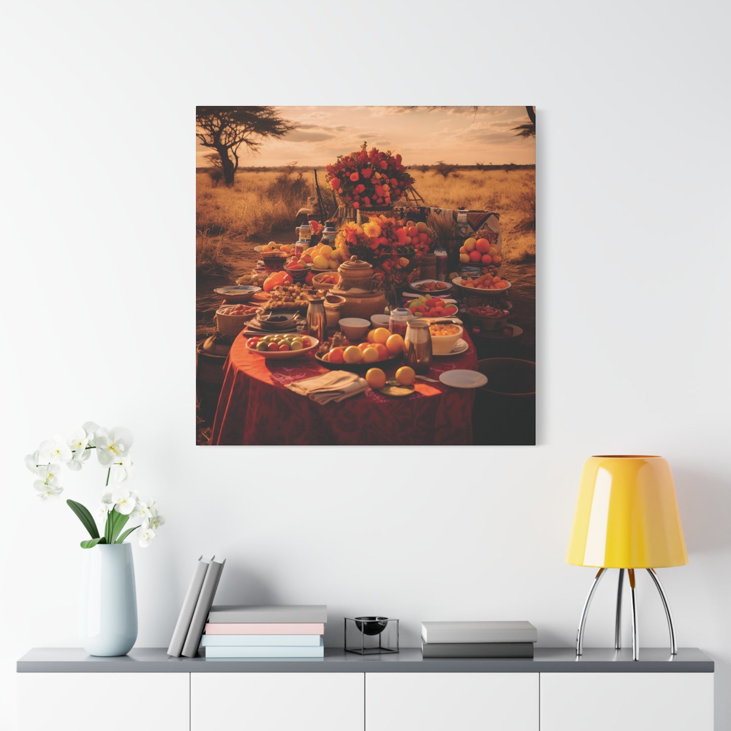 Afrocentric Food Art Print – Bold Culinary Canvas Wall Art, Home Decor, Nature Landscape, Kitchen Wall Decor, Gift for Foodies, Farmhouse Style
