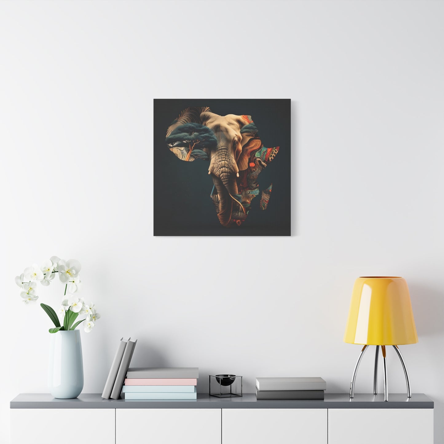African Elephant Map Art – Tribal Wildlife Wall Decor of Africa Continent Stretched Canvas Art Print, Africa, Elephant Design, Home Decor, Wall Art, Wildlife Lover Gift, Art for Nature Enthusiasts