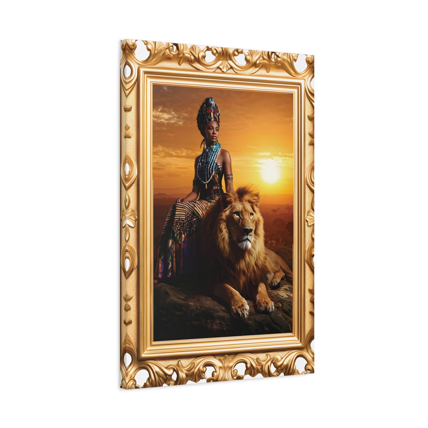 African Queen Lion Wall Art, Matte Canvas Print, Home Decor, Gallery Wall Art, Unique Gift, Boho Decor, Majestic Artwork