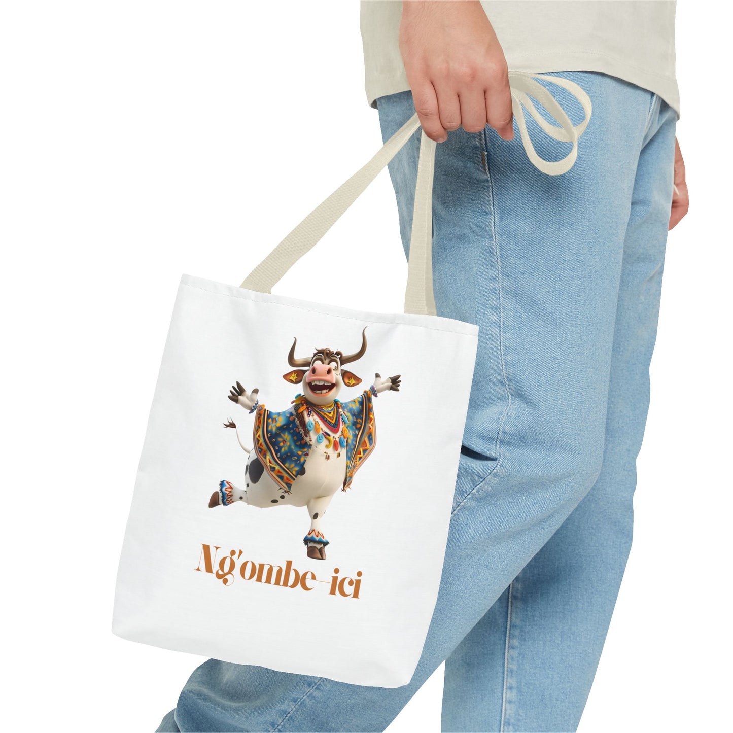 Ngombe-ici Whimsical Cow Tote Bag, Fun Eco-Friendly Shopping Bag, Animal Lover Gift, Festival Tote, Cute Cow Design, Mochila de Vaca