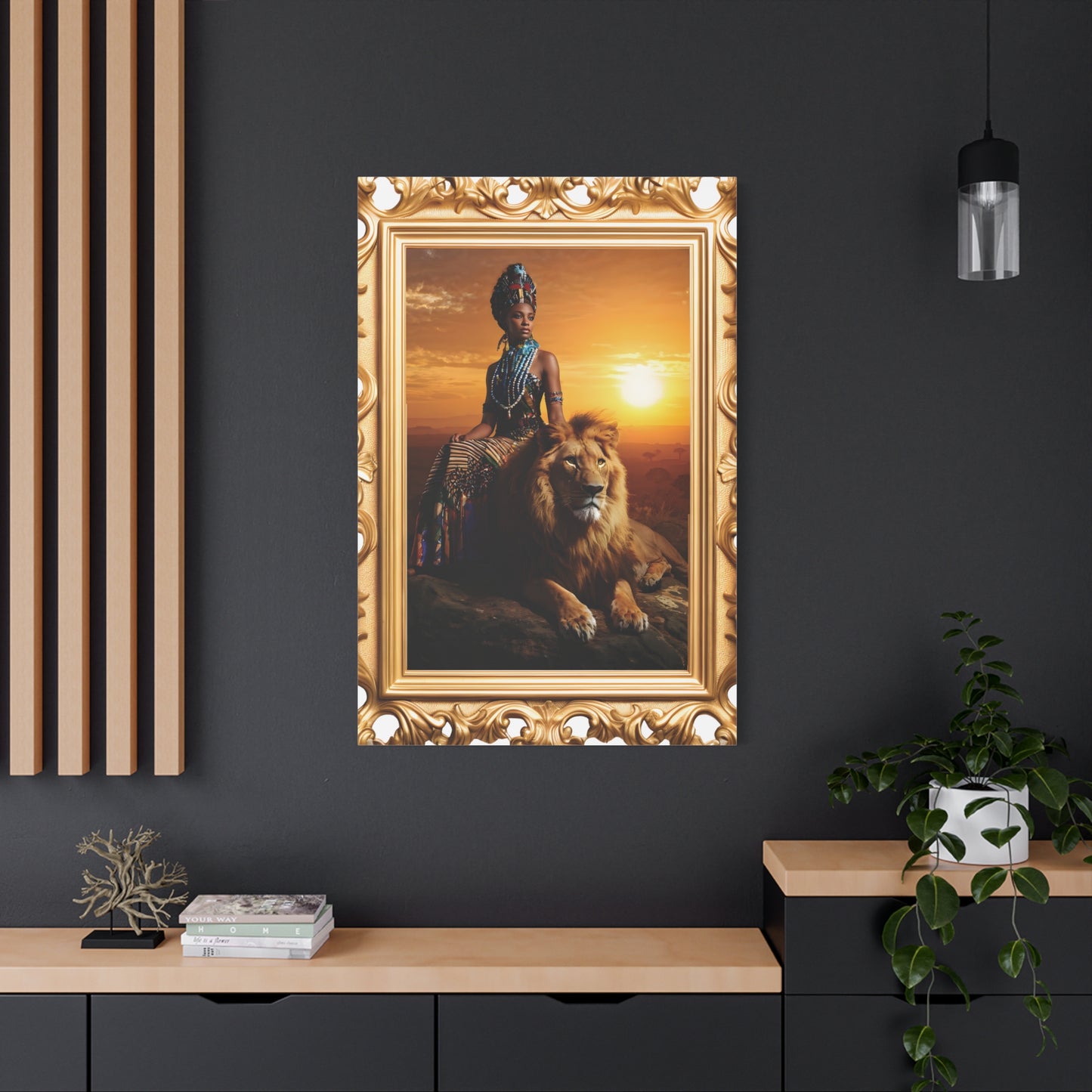 African Queen Lion Wall Art, Matte Canvas Print, Home Decor, Gallery Wall Art, Unique Gift, Boho Decor, Majestic Artwork