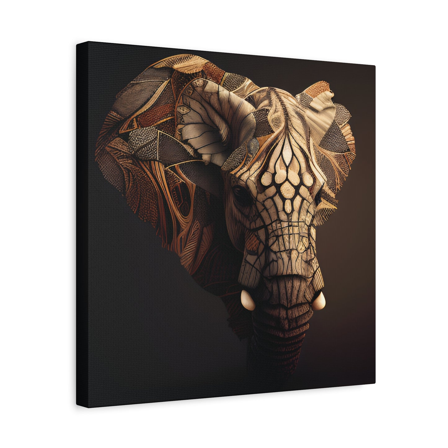Tribal Elephant Wall Art – Intricate African Animal Canvas Print, Unique Wall Art, Home Decor, Gift for Animal Lovers, Nature-Inspired Artwork