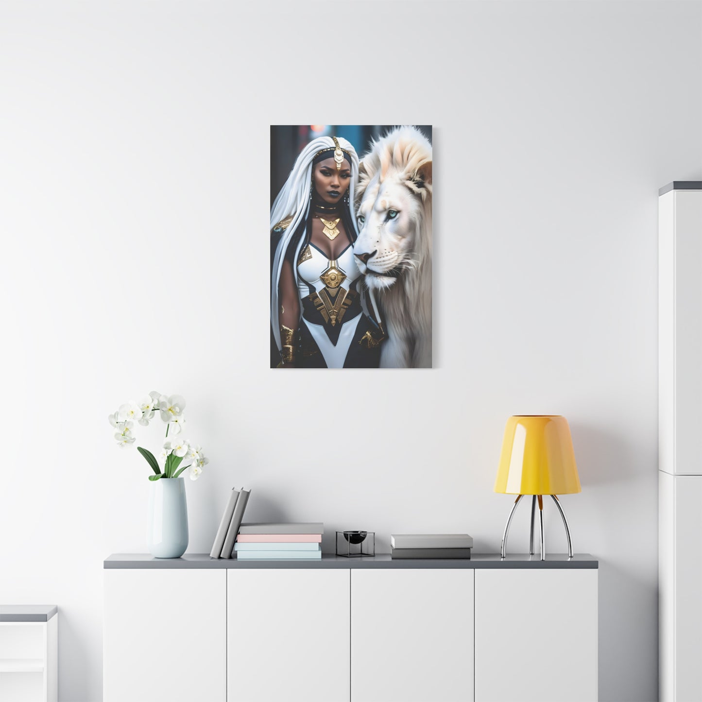 Afrofuturistic Warrior Queen Art Print – Lion Power & African Royalty - Powerful Artwork with Regal Themes, Home Decor, Perfect Gift for Art Lovers, Wall Hanging, Inspirational Decor