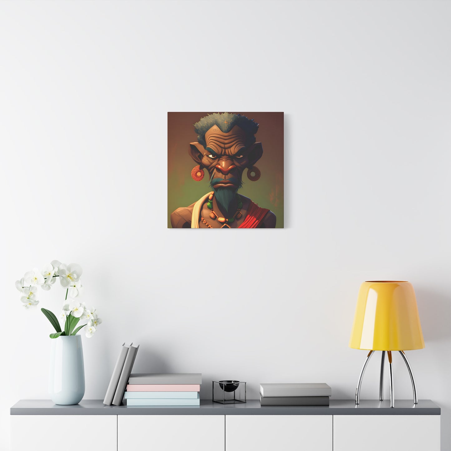 Afro Futurist Tribal Elder Portrait – Bold African Character Art Canvas Print, Home Decor, Ethnic Portrait, African Culture Print, Art Gift for Collectors