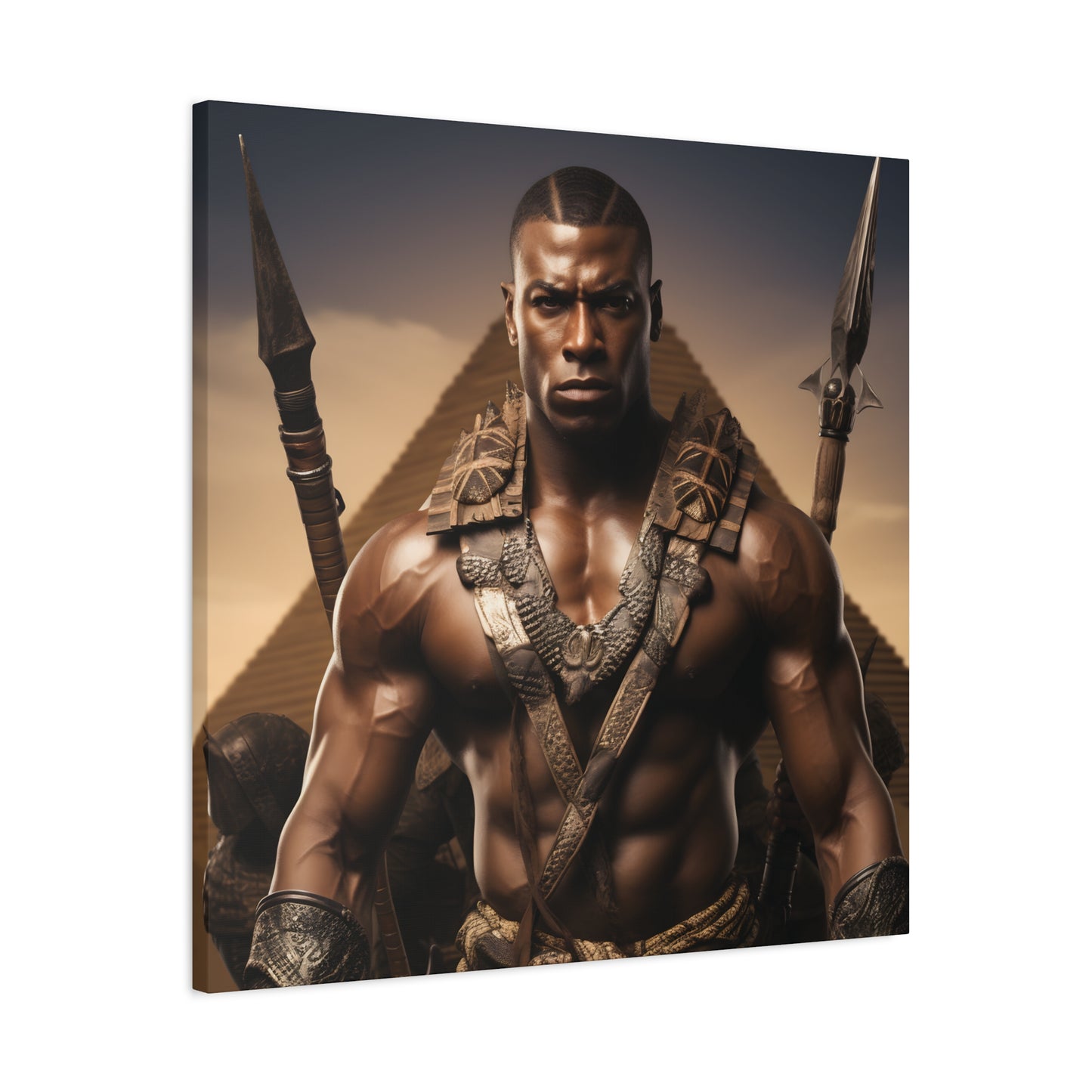 Tribal Strength & Pyramids Heroic Wall Art Canvas - Inspirational Decor for Home, Office, Gift for Art Lovers, Black History Month, Masculine Home Decor