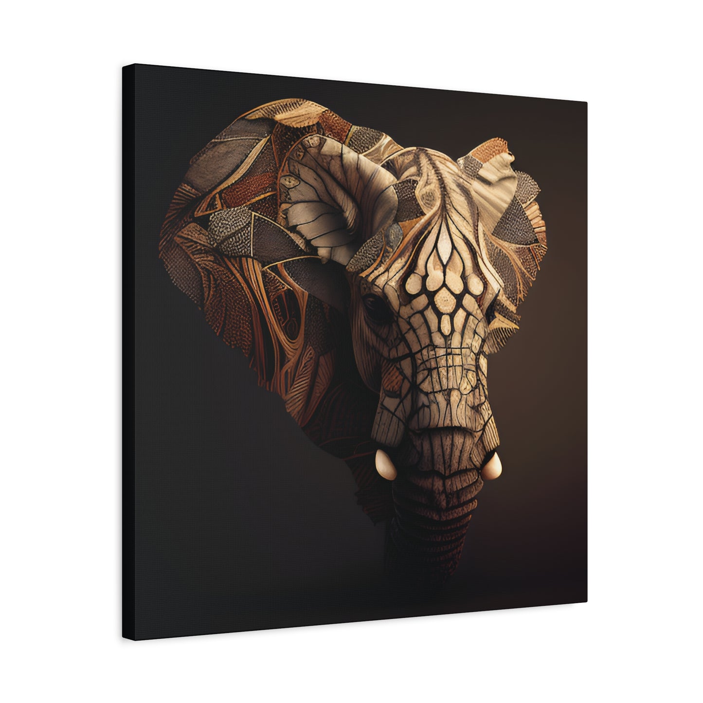 Tribal Elephant Wall Art – Intricate African Animal Canvas Print, Unique Wall Art, Home Decor, Gift for Animal Lovers, Nature-Inspired Artwork