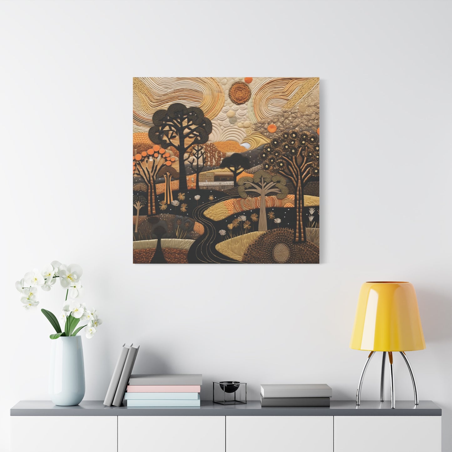 Artistic African Landscape Wall Art Canvas Print, Home Decor, Nature Landscape, Cozy Vibes, Gift for Art Lovers, Fall Decor, Unique Artwork