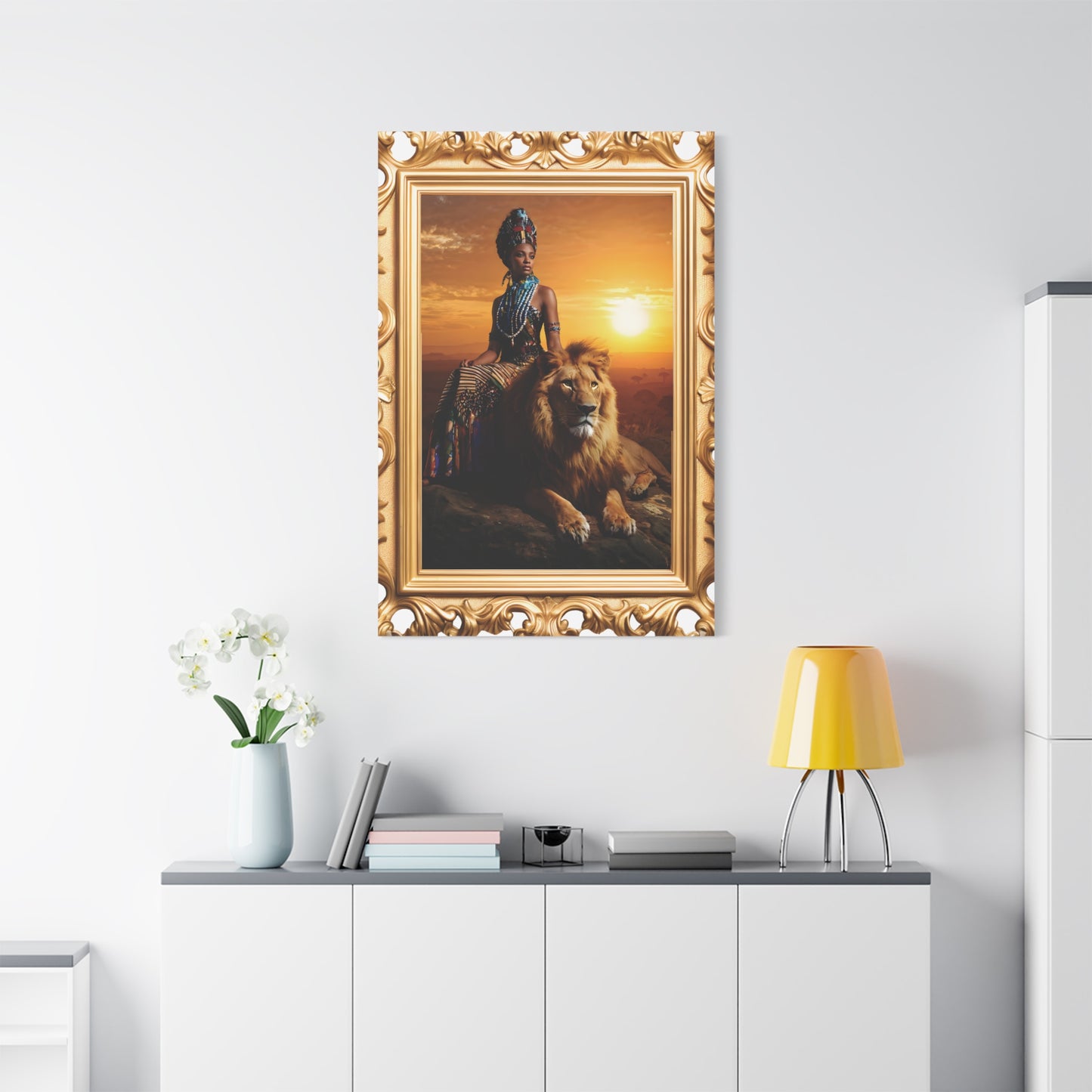 African Queen Lion Wall Art, Matte Canvas Print, Home Decor, Gallery Wall Art, Unique Gift, Boho Decor, Majestic Artwork