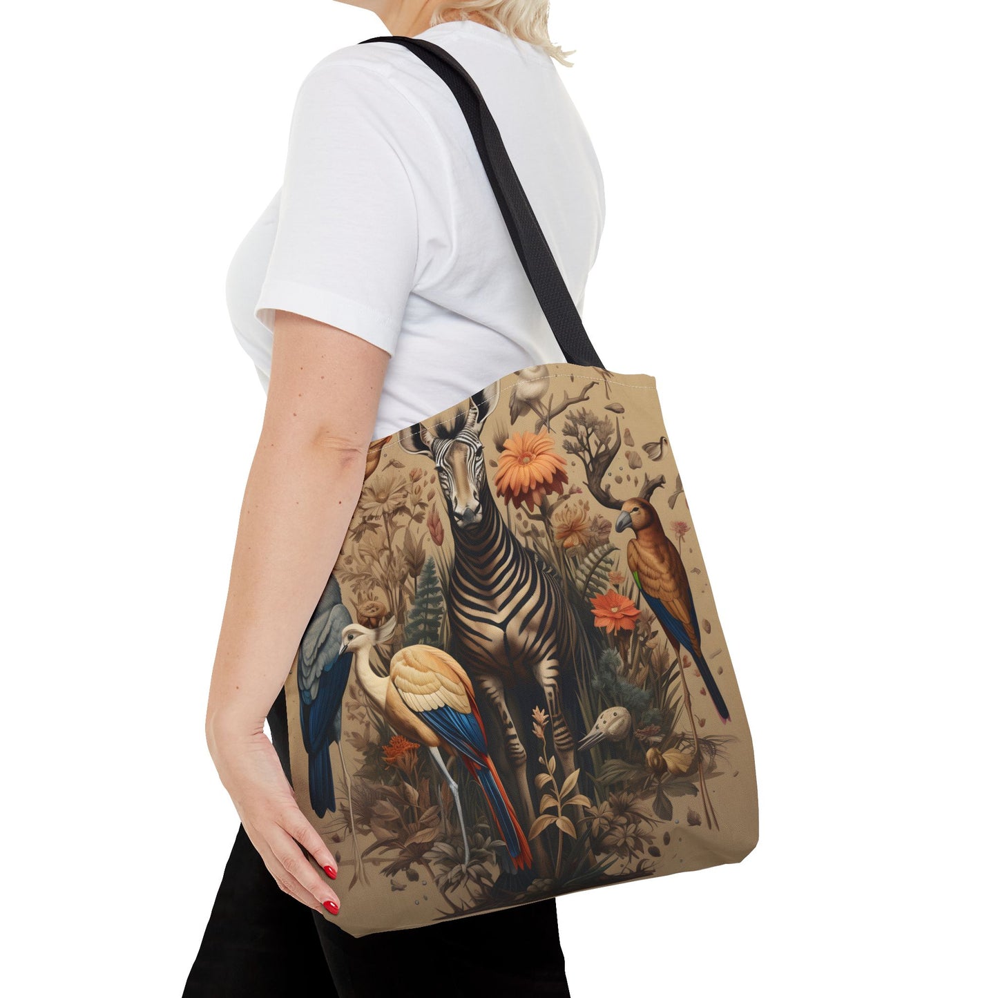 Wildlife Art Tote Bag, Eco-Friendly Shopper, Animal Print Handbag, Nature-Lover Gift, Colorful Summer Accessory