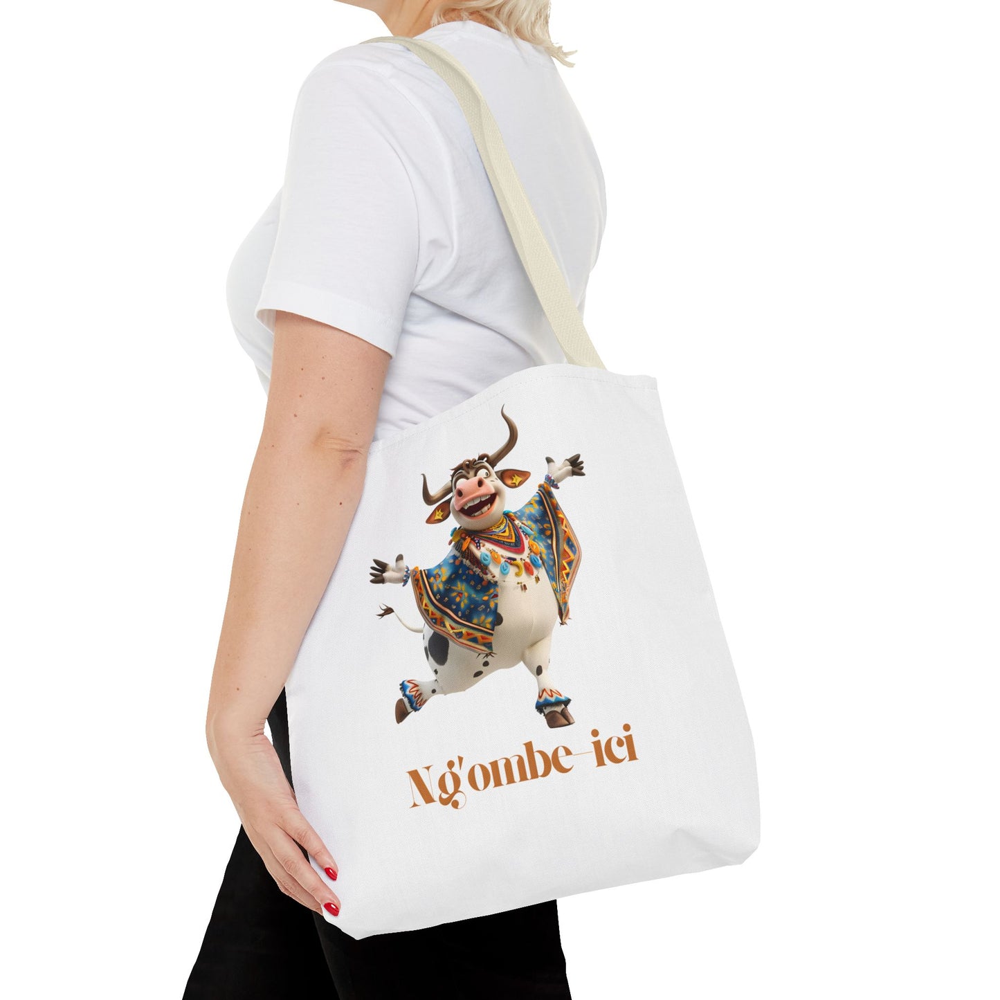 Ngombe-ici Whimsical Cow Tote Bag, Fun Eco-Friendly Shopping Bag, Animal Lover Gift, Festival Tote, Cute Cow Design, Mochila de Vaca