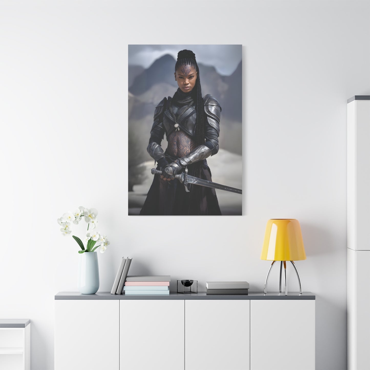 Epic Warrior Art Canvas Print, Fantasy Wall Decor, Unique Home Decor, Gift for Fans, Adventurous Art Piece, Heroic Themed Art