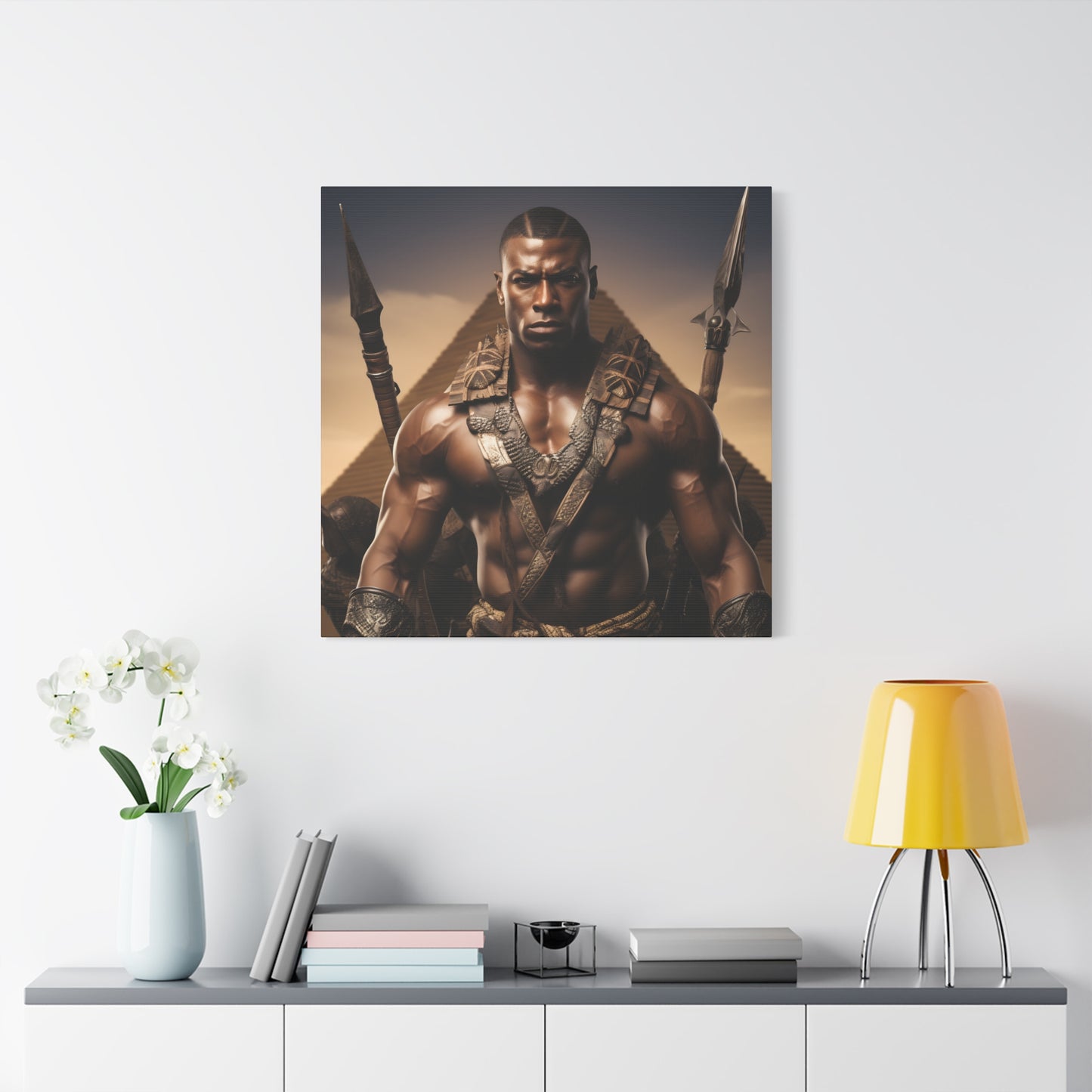 Tribal Strength & Pyramids Heroic Wall Art Canvas - Inspirational Decor for Home, Office, Gift for Art Lovers, Black History Month, Masculine Home Decor