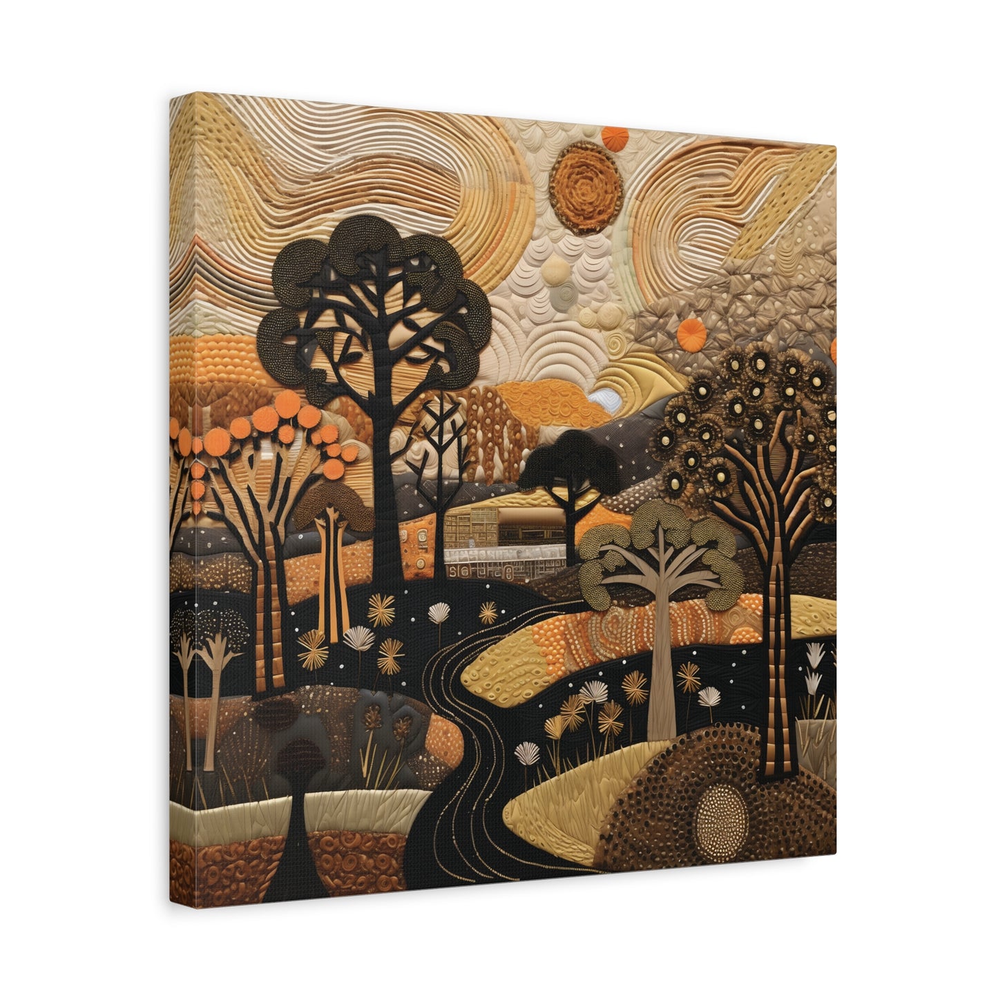Artistic African Landscape Wall Art Canvas Print, Home Decor, Nature Landscape, Cozy Vibes, Gift for Art Lovers, Fall Decor, Unique Artwork