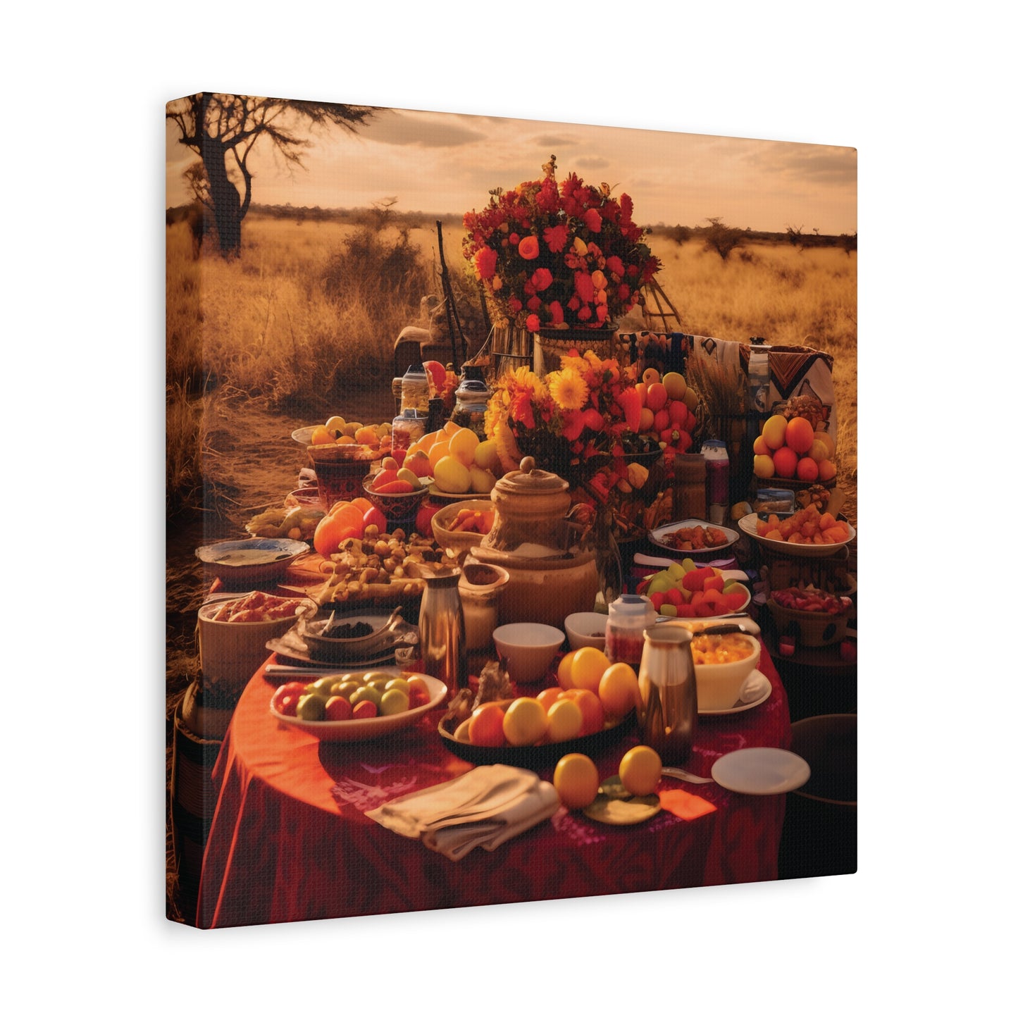 Afrocentric Food Art Print – Bold Culinary Canvas Wall Art, Home Decor, Nature Landscape, Kitchen Wall Decor, Gift for Foodies, Farmhouse Style