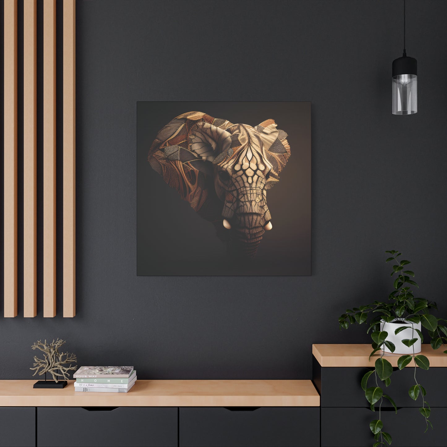 Tribal Elephant Wall Art – Intricate African Animal Canvas Print, Unique Wall Art, Home Decor, Gift for Animal Lovers, Nature-Inspired Artwork