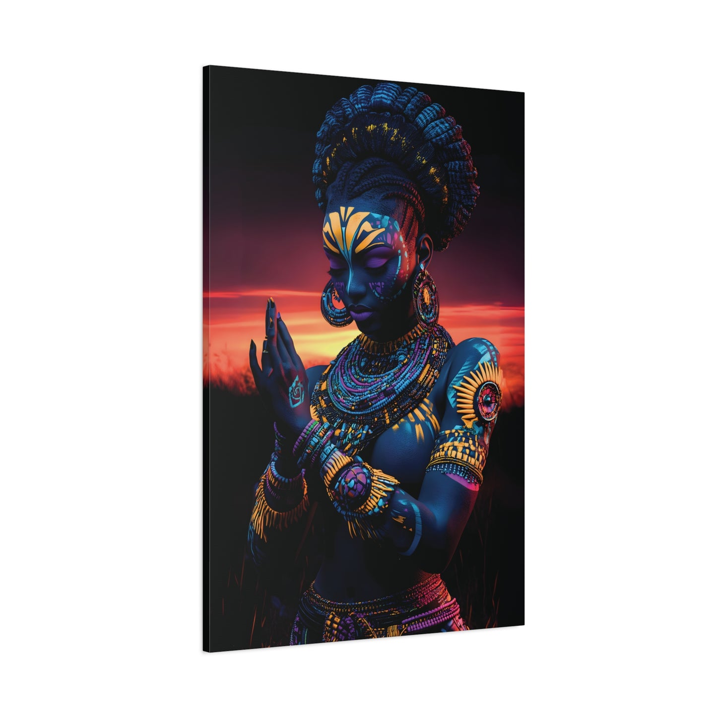 AfricanTribal Woman Canvas Wall Art, Boho Decor, Afrocentric Home Gift, Eclectic Art Piece, Unique Wall Decor, Gallery Wall Accent