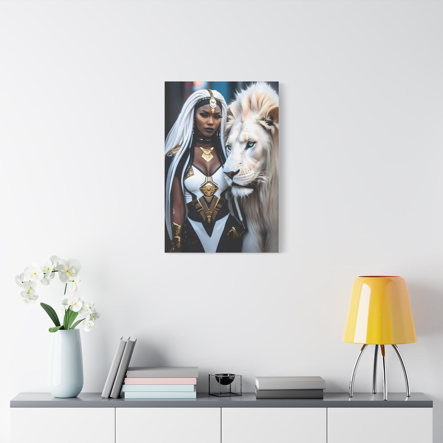 Afrofuturistic Warrior Queen Art Print – Lion Power & African Royalty - Powerful Artwork with Regal Themes, Home Decor, Perfect Gift for Art Lovers, Wall Hanging, Inspirational Decor