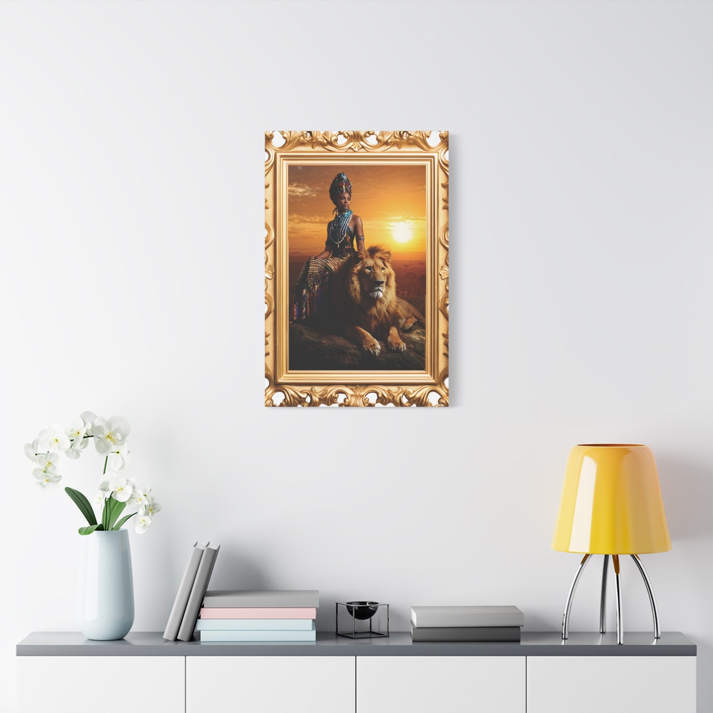 African Queen Lion Wall Art, Matte Canvas Print, Home Decor, Gallery Wall Art, Unique Gift, Boho Decor, Majestic Artwork