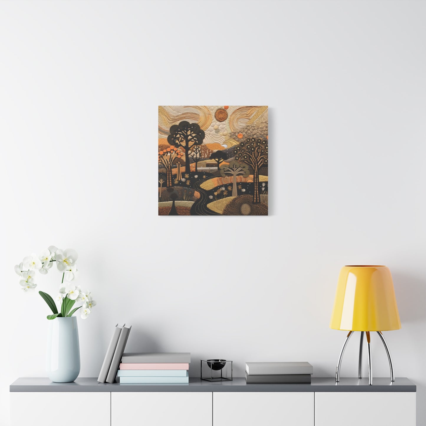 Artistic African Landscape Wall Art Canvas Print, Home Decor, Nature Landscape, Cozy Vibes, Gift for Art Lovers, Fall Decor, Unique Artwork