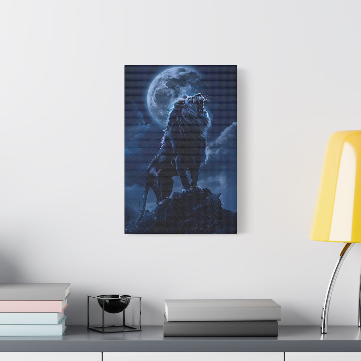 Majestic Lion Canvas Art Print, Home Decor, Wall Art, Animal Lover Gift, Moonlit Landscape, Office Wall Decoration, Afro Art