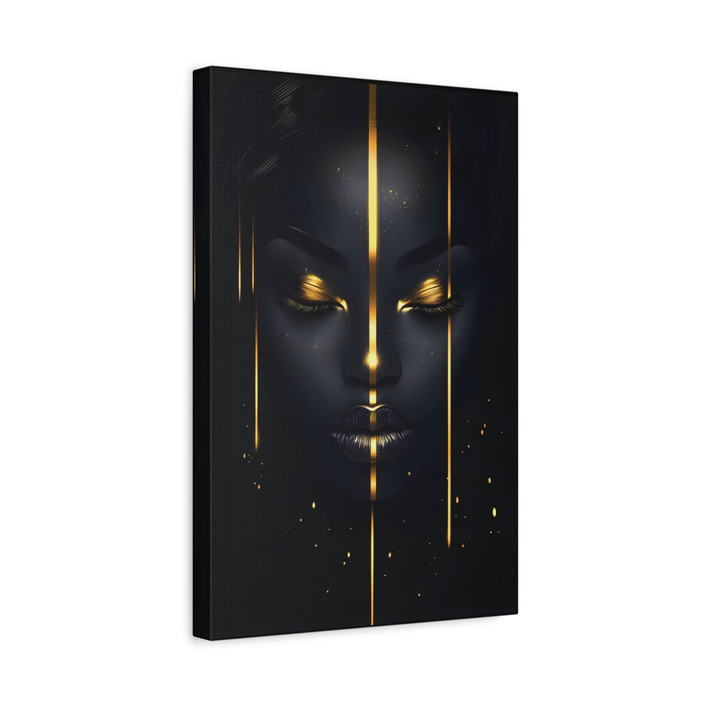 Afrocentric Black Gold Wall Art – Elegant African Woman with Gold Accents, Minimalist Wall Decor, Modern Home Aesthetic, Gift for Art Lovers, Thoughtful Housewarming Present