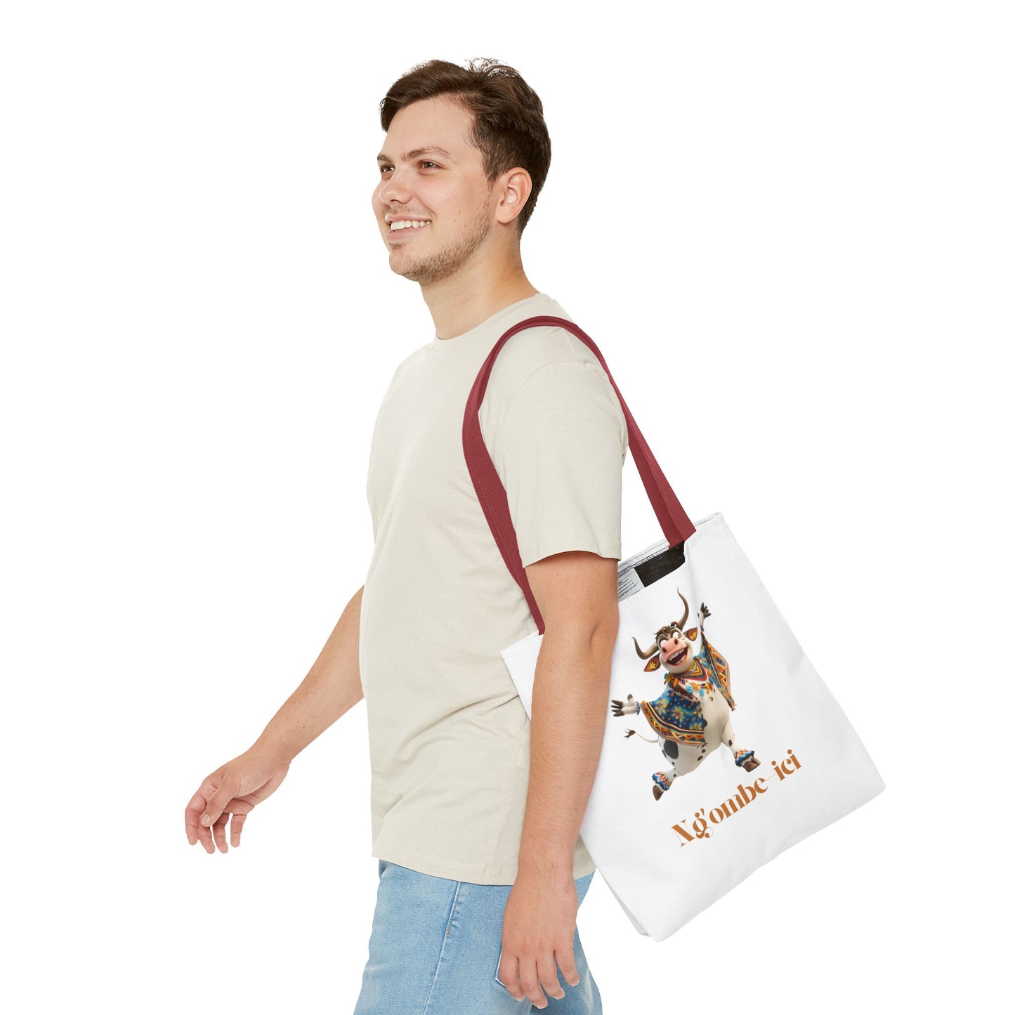 Ngombe-ici Whimsical Cow Tote Bag, Fun Eco-Friendly Shopping Bag, Animal Lover Gift, Festival Tote, Cute Cow Design, Mochila de Vaca