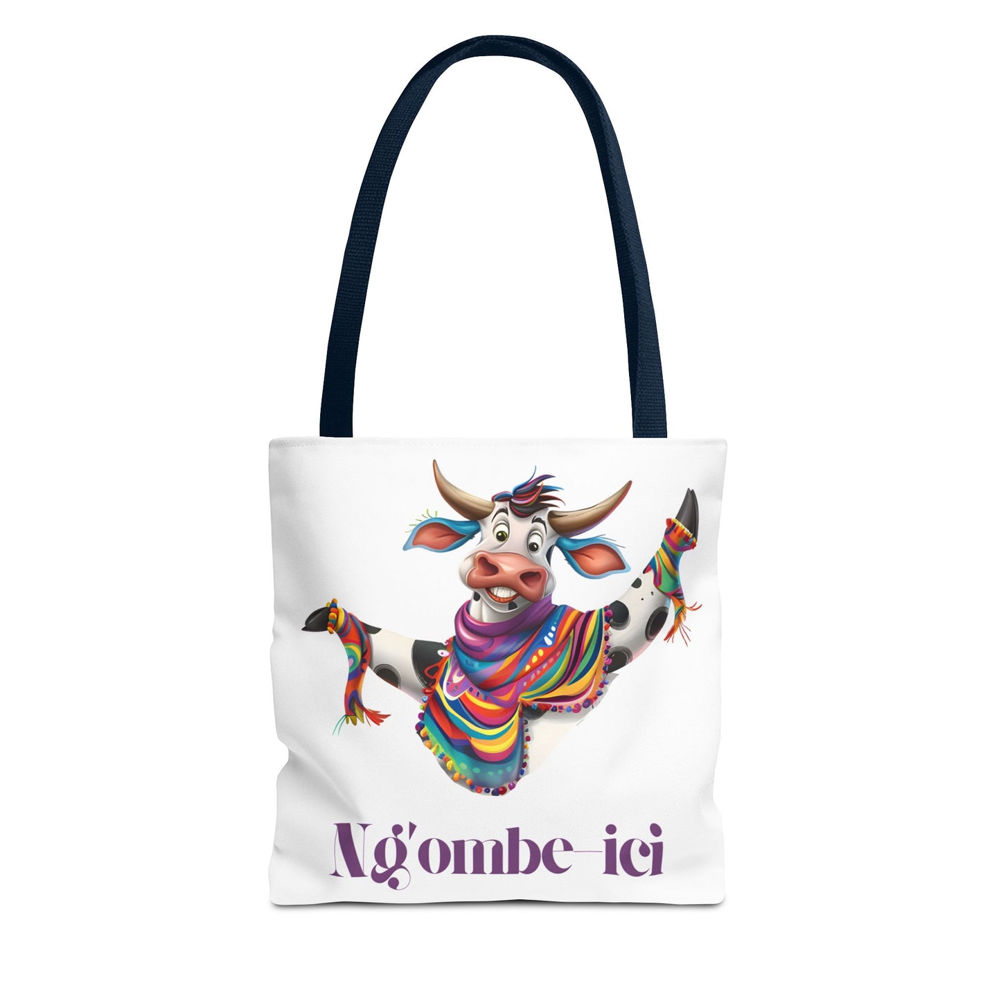 Funny Ngombe-ici Cow Tote Bag, Fun Eco-Friendly Shopping Bag, Animal Lover Gift, Festival Tote, Cute Cow Design, Mochila de Vaca