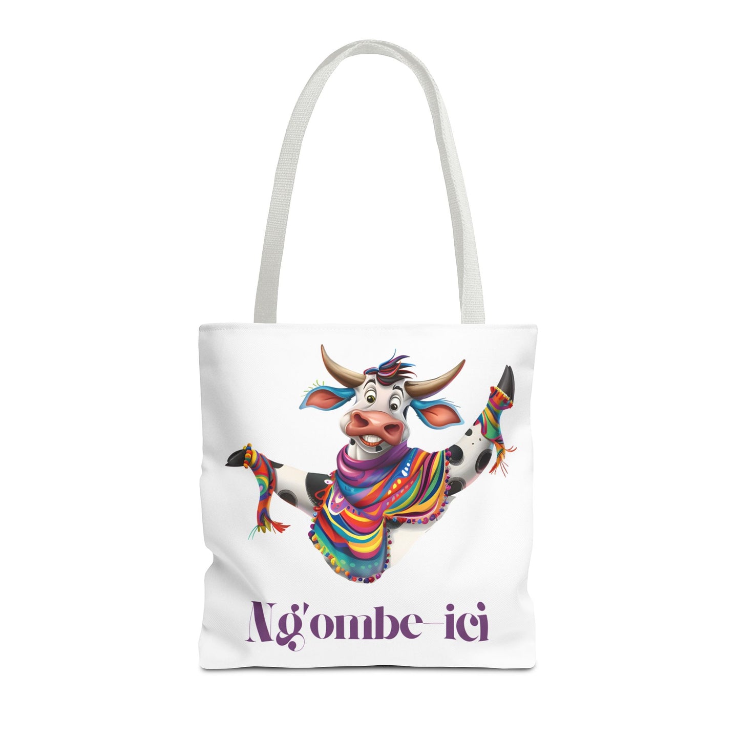 Funny Ngombe-ici Cow Tote Bag, Fun Eco-Friendly Shopping Bag, Animal Lover Gift, Festival Tote, Cute Cow Design, Mochila de Vaca