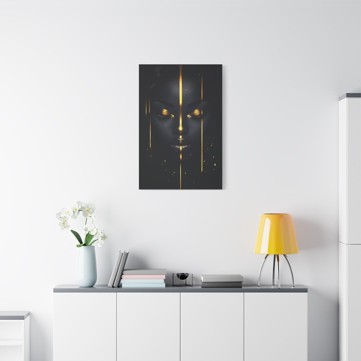 Afrocentric Black Gold Wall Art – Elegant African Woman with Gold Accents, Minimalist Wall Decor, Modern Home Aesthetic, Gift for Art Lovers, Thoughtful Housewarming Present