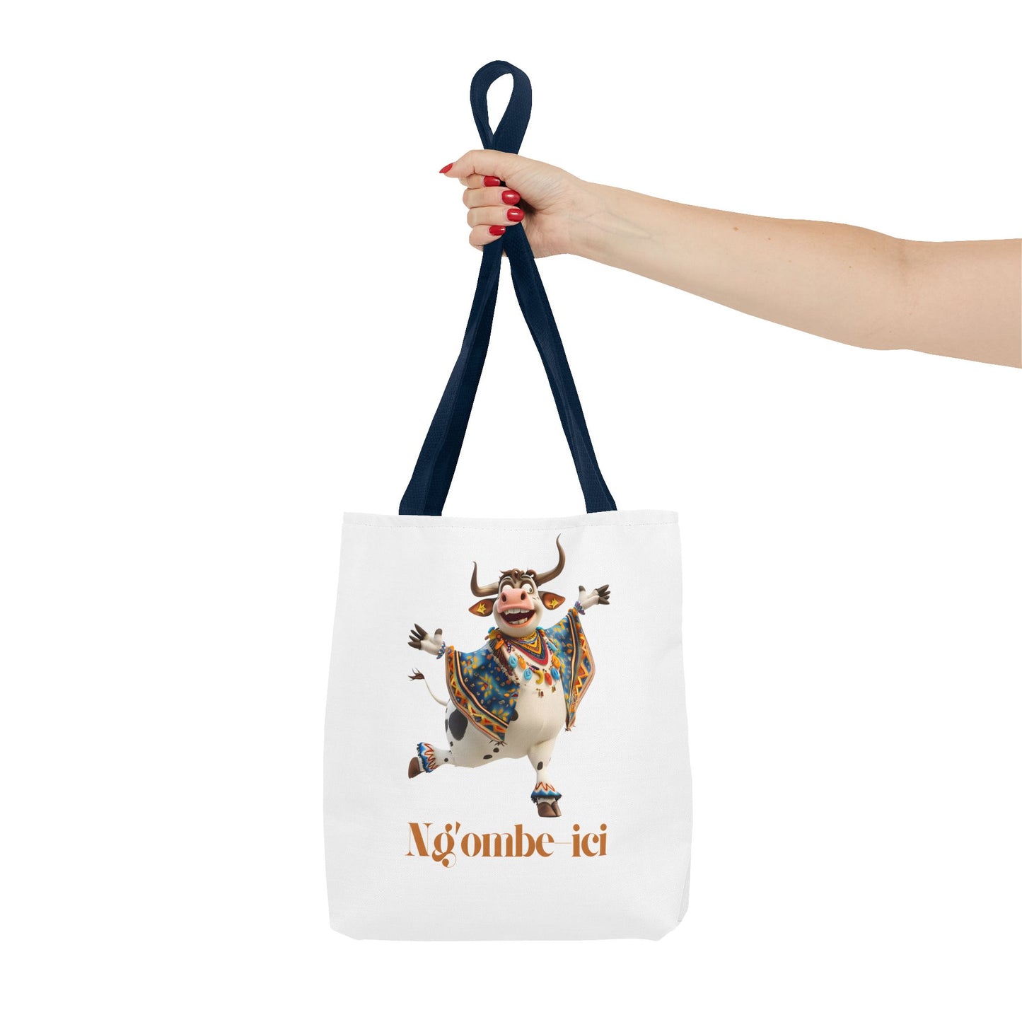 Ngombe-ici Whimsical Cow Tote Bag, Fun Eco-Friendly Shopping Bag, Animal Lover Gift, Festival Tote, Cute Cow Design, Mochila de Vaca