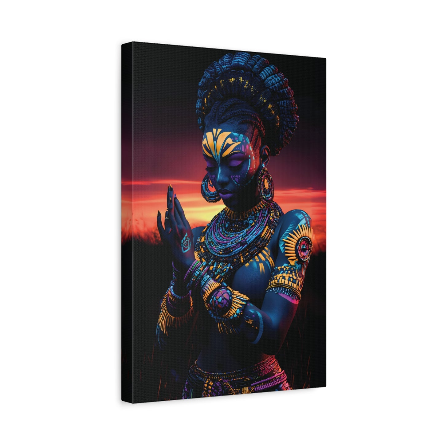 AfricanTribal Woman Canvas Wall Art, Boho Decor, Afrocentric Home Gift, Eclectic Art Piece, Unique Wall Decor, Gallery Wall Accent