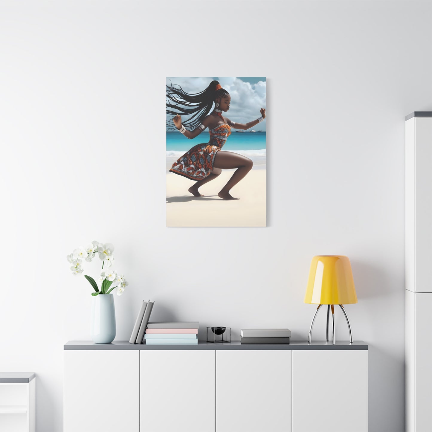 Artistic Canvas Wall Art, Home Decor, African Culture, Beach Vibe, Unique Gift, Modern Aesthetic