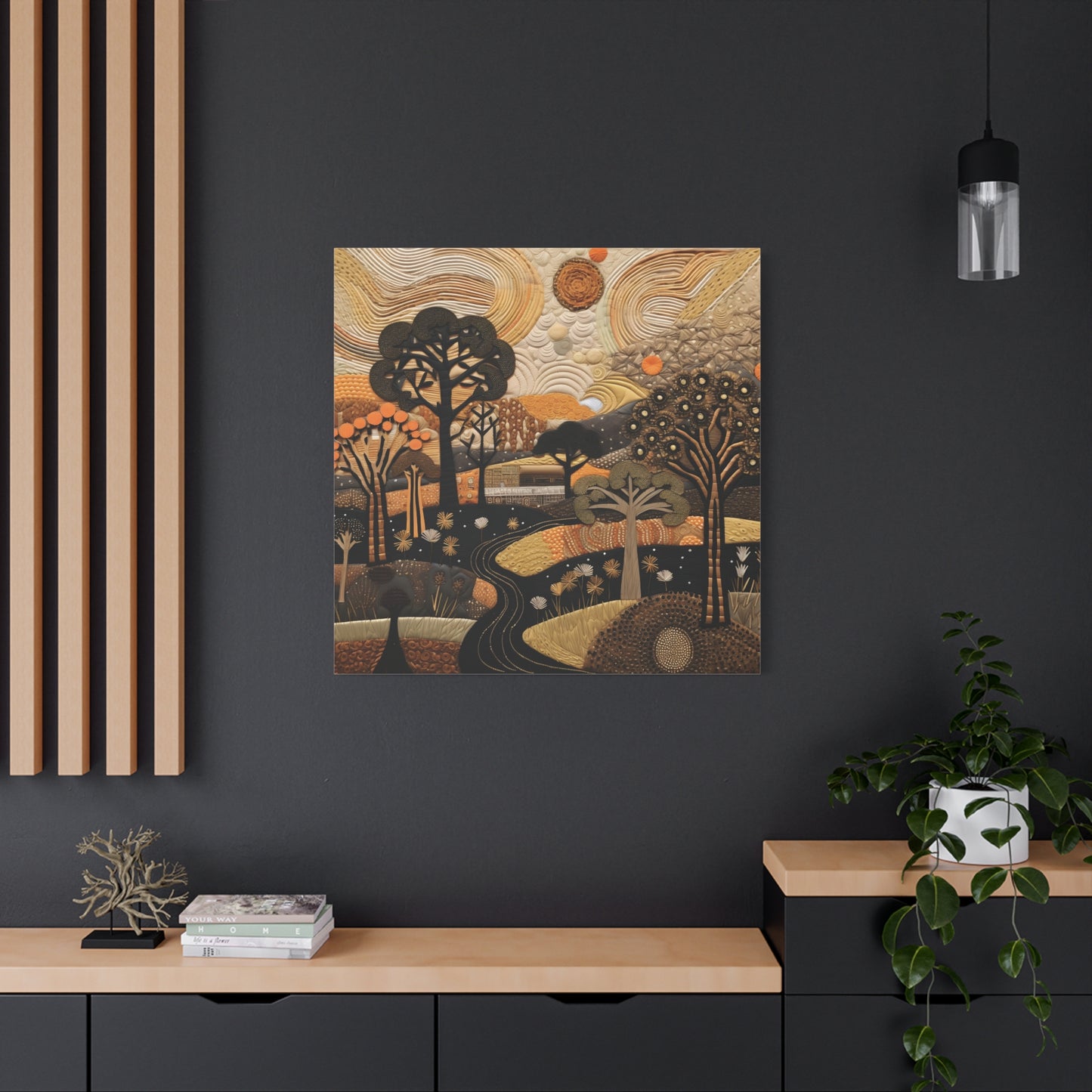 Artistic African Landscape Wall Art Canvas Print, Home Decor, Nature Landscape, Cozy Vibes, Gift for Art Lovers, Fall Decor, Unique Artwork